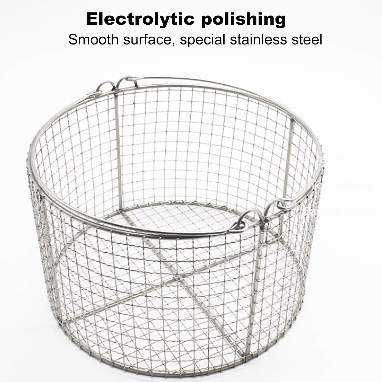 Round Sterilisation Basket, Stainless Steel Instrument Cleaning Tray, Mesh 10mm/0.4in, for Laboratories, Hospitals, Dental Clinics(45x30cm/17.7x11.8in)