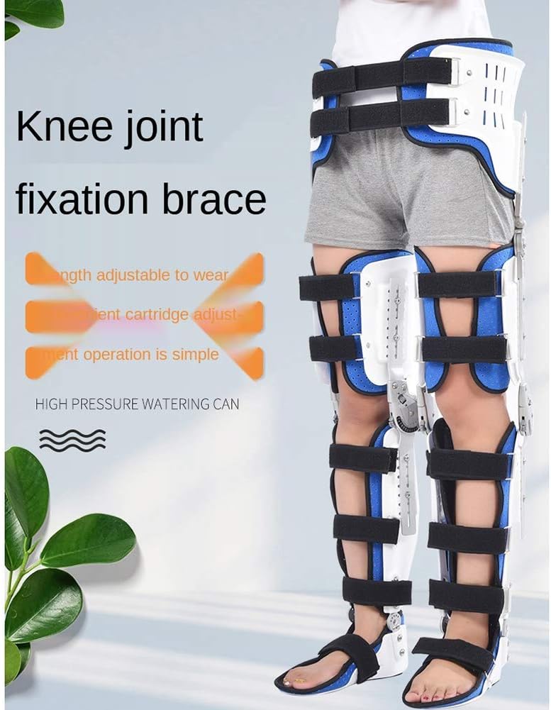 Hinged Knee Waist Hip Support Brace ROM Adjustable Post Op Knee Support Orthosis Immobilizer Protector for Left Leg and Right Leg, Both Men and Women