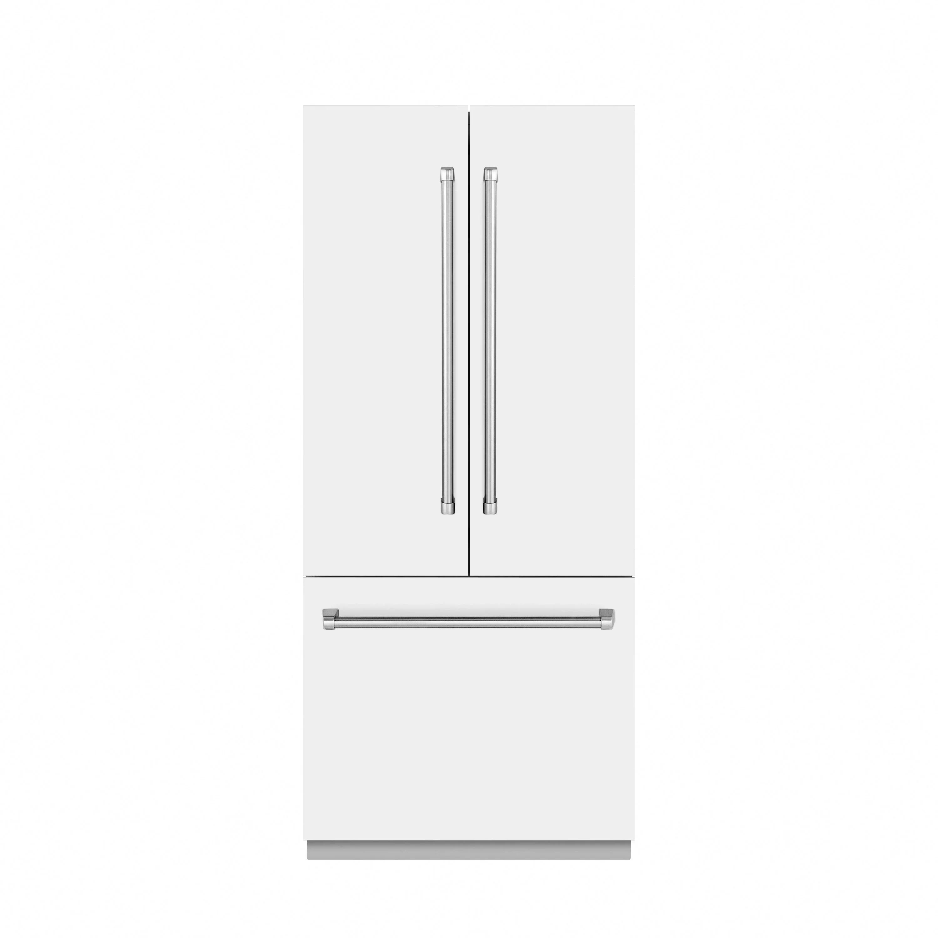 ZLINE 36-Inch 19.6 cu. ft. French Door Built-In Bottom Freezer Refrigerator with Water Dispenser and Ice Maker in White Matte with Stainless Steel Interior (SRBIV-WM-36)