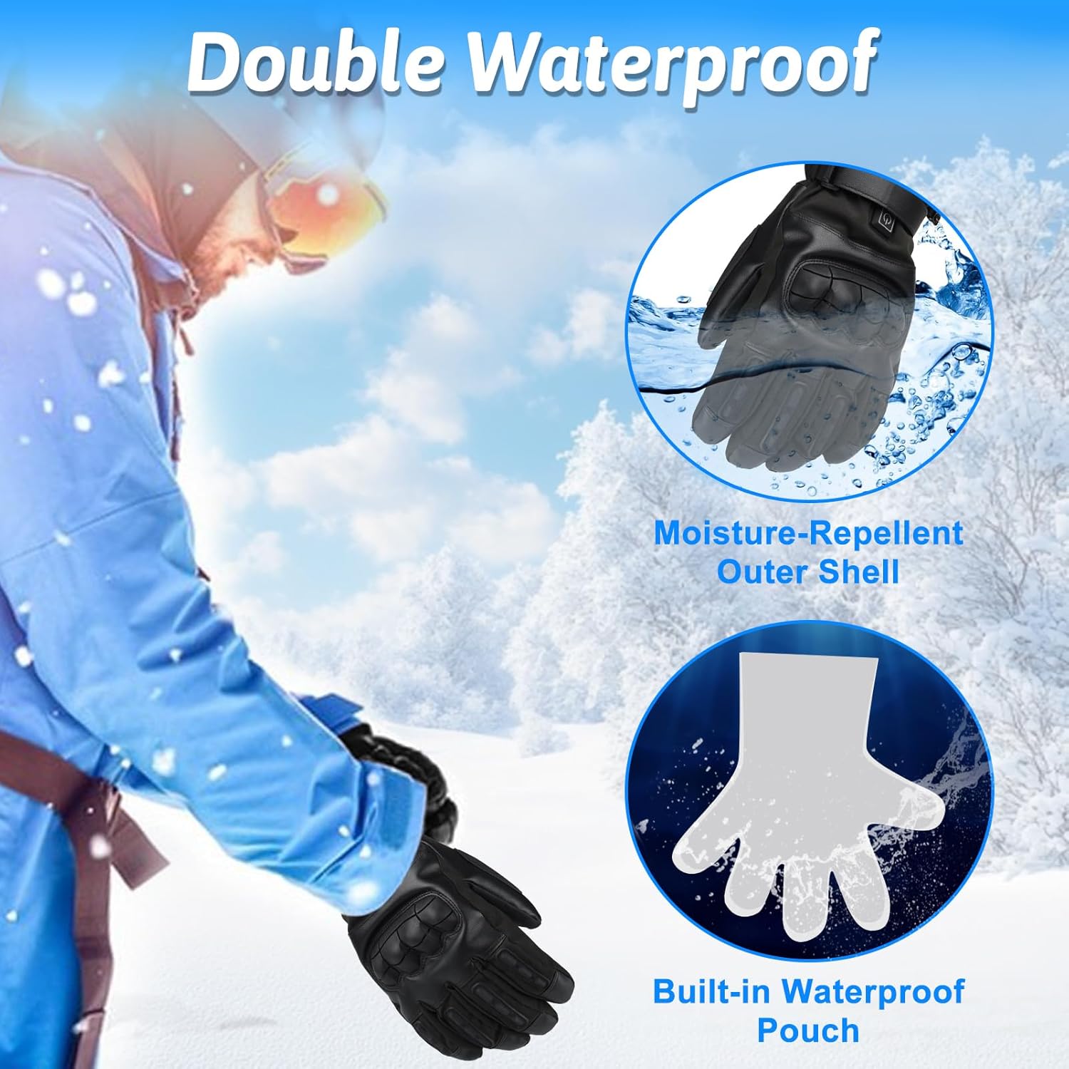 Lightweight Heated Gloves with Ultra-Thin 5000mAh Battery & USB-C Charging - 8Hrs Warmth for Men/Women, Waterproof for Skiing, Hiking, Snowboarding, Shoveling, Hunting, Arthritis Relief