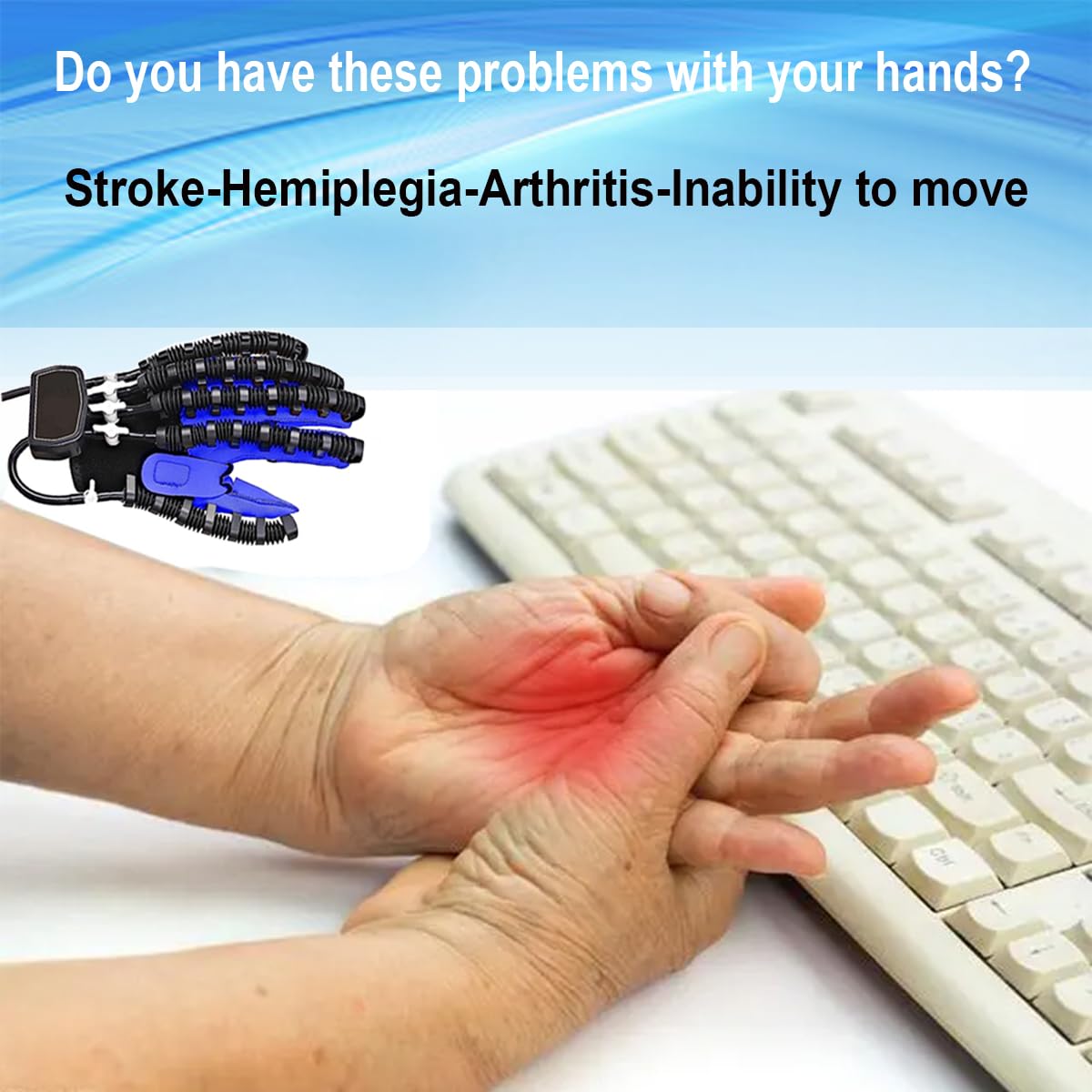 Hand Rehabilitation Robot Gloves,Stroke Hemiplegia Recovery Equipment,with USB Chargeable and Strength Adjustment