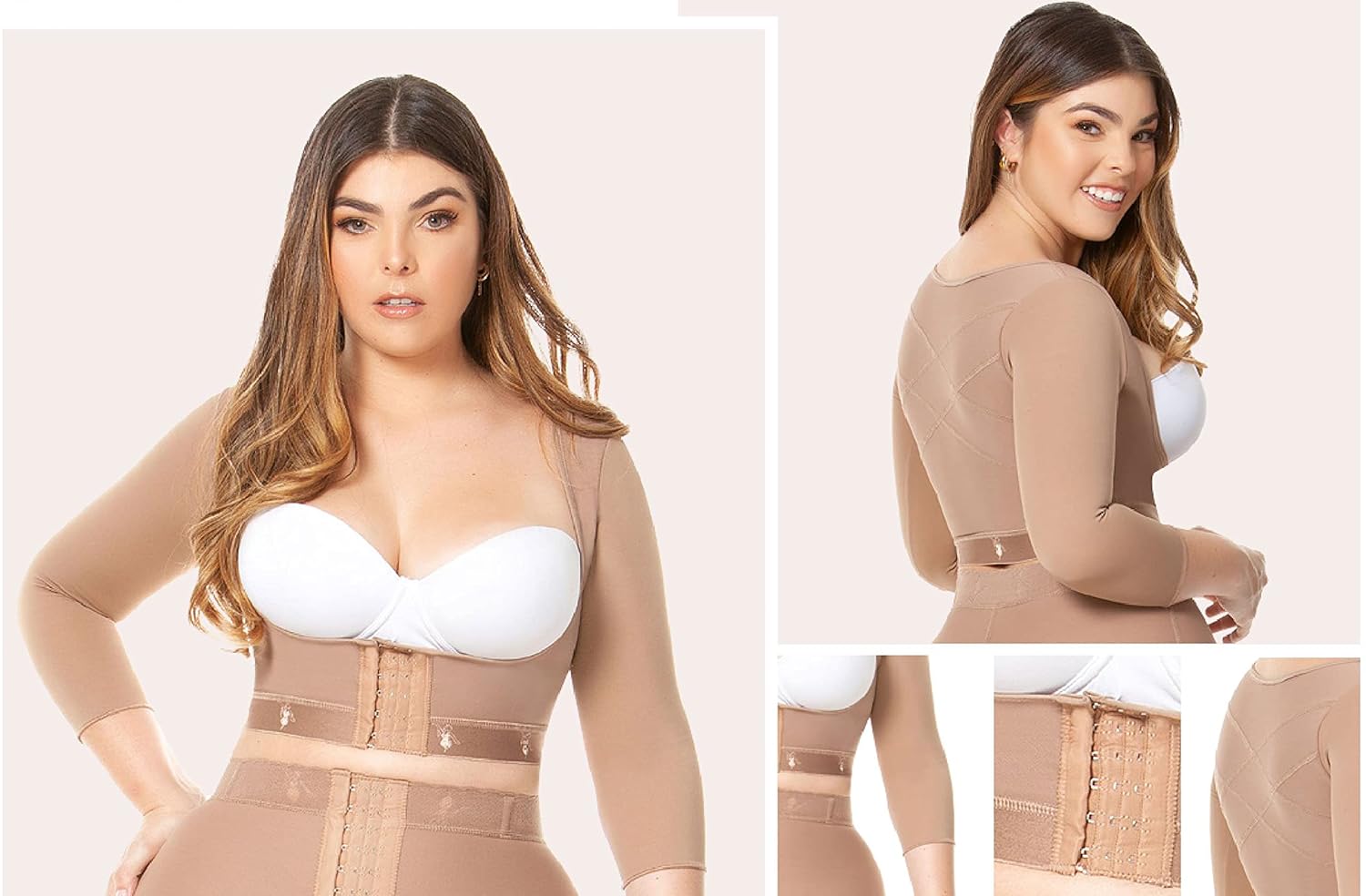 FAJAS MELI'BELT Melibelt 5024 Upper Arm Compression Post Surgical Shaper - Posture Corrector for Women (Mocca, Medium)