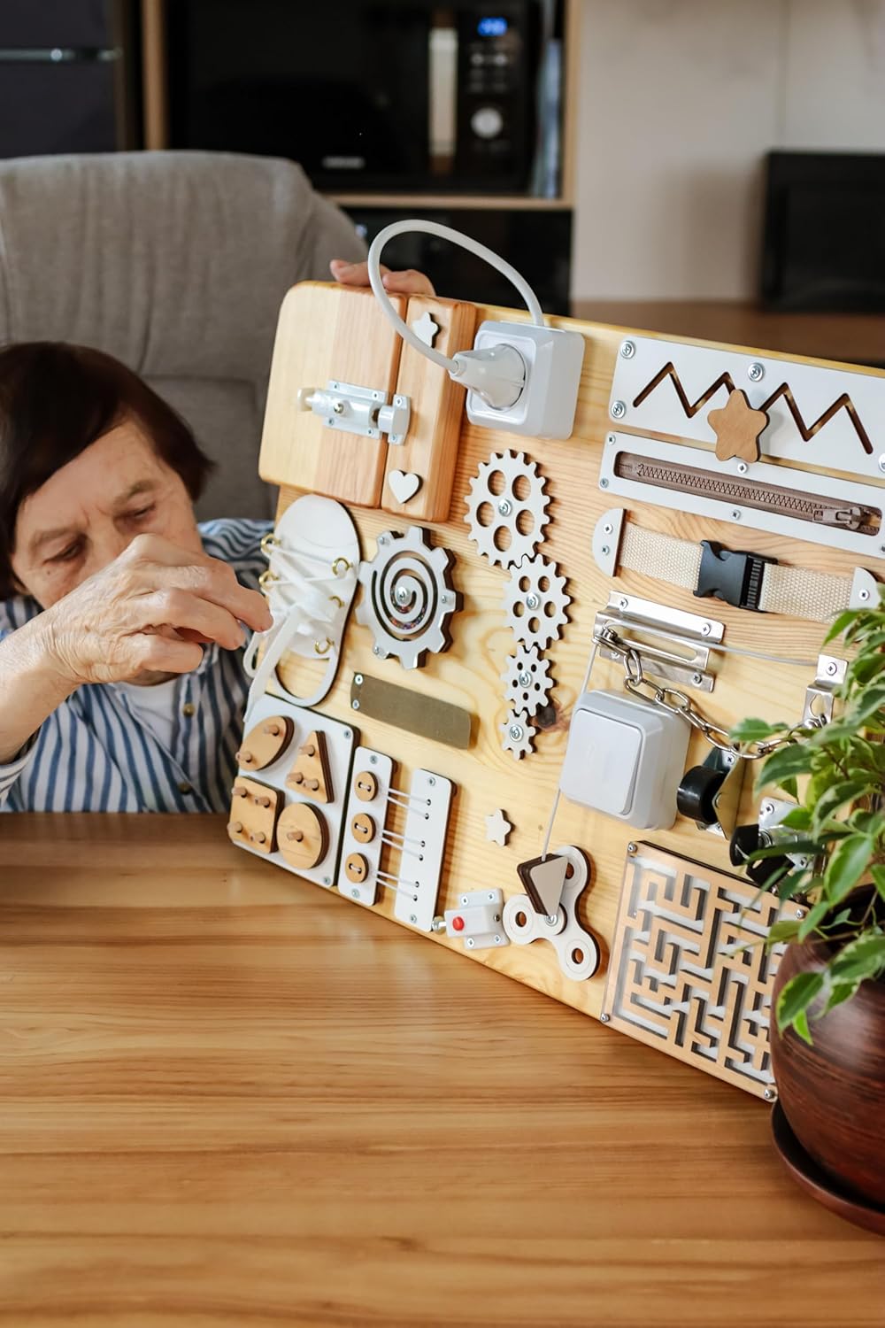 Fidget Toy Adult Dementia Activities, Occupational Therapy Gifts, Sensory Activity Busy Board, Alzheimer Down Syndrome Autism Wooden Toys