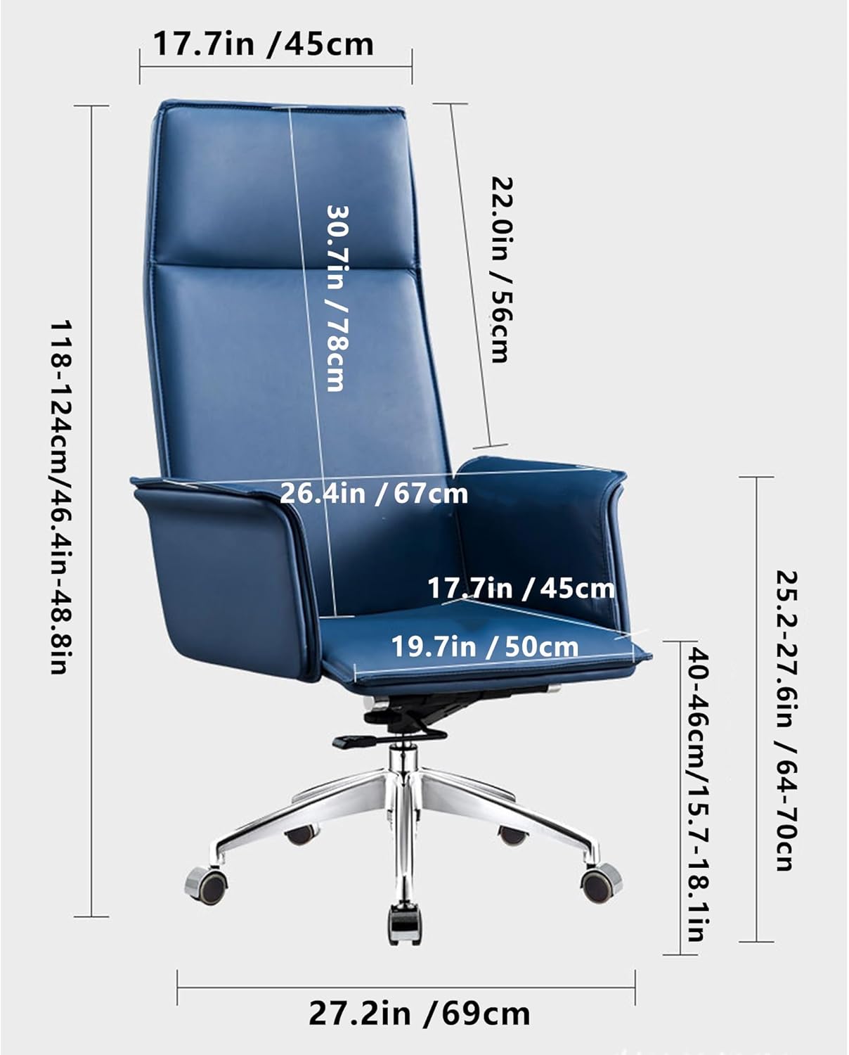 High Back Office Chair with Adjustable Height and Reclining Feature for Ultimate Comfort and Support Ergonomic PU Leather Desk Chair with Headrest and Armrests Ideal fo(Orange-One Size