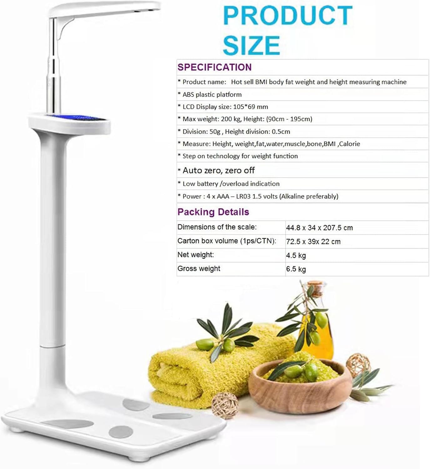 Professional Digital Height & Body Fat Analyzer - Retractable Medical Scale with Voice Announcement, 440lbs/200kg Weight Capacity - Calculator for Home, Gym, School & Clinic Use