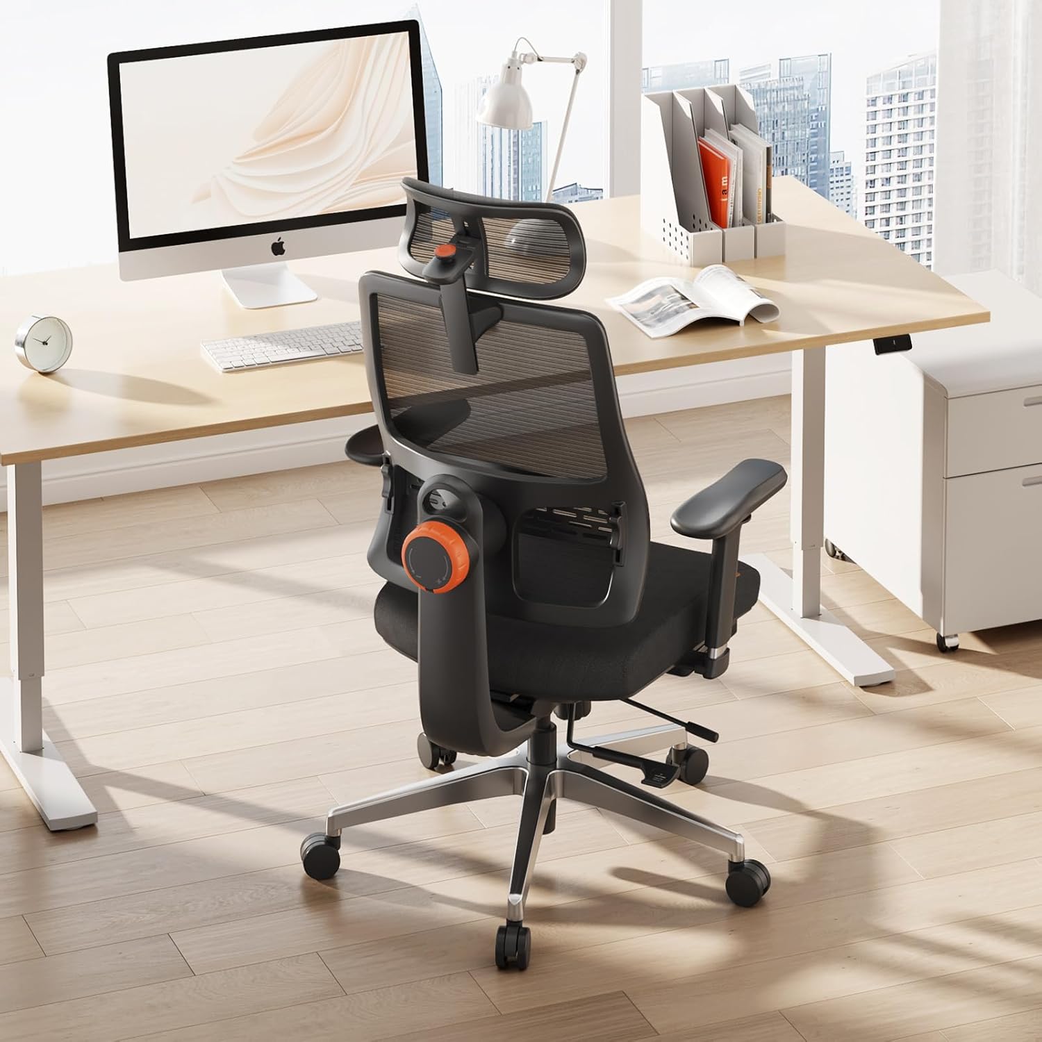 Newtral Ergonomic Office Chair - Home Office Desk Chair with Adaptive Lumbar Support, with Footrest, 4D Armrest, Adjustable Seat Depth & Height