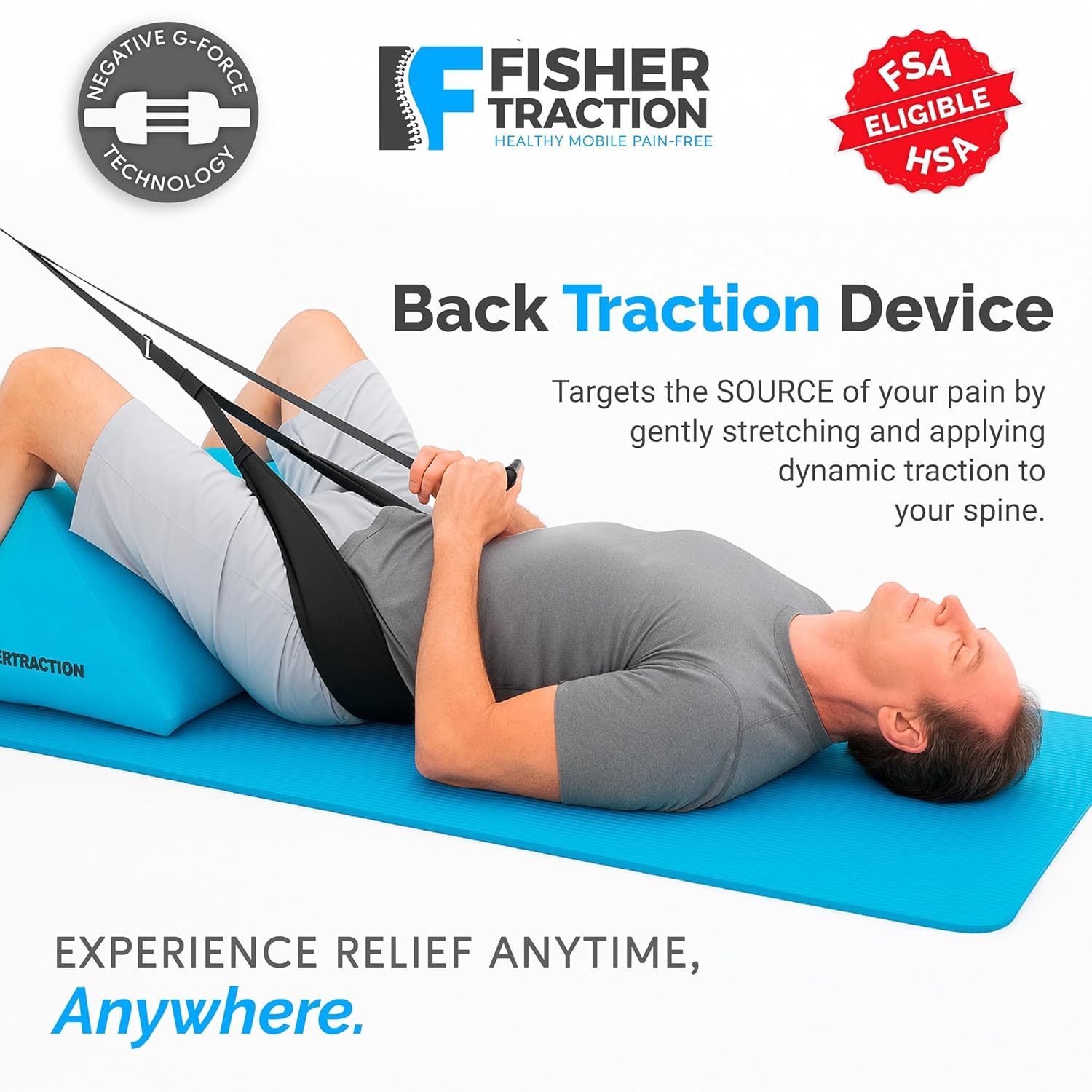 Lower Back Decompression Device – Lumbar Traction for Spinal Decompression – Patented Stretcher Strap Release for Spinal Rehydration – Lightweight & Portable (Under 230 lbs)