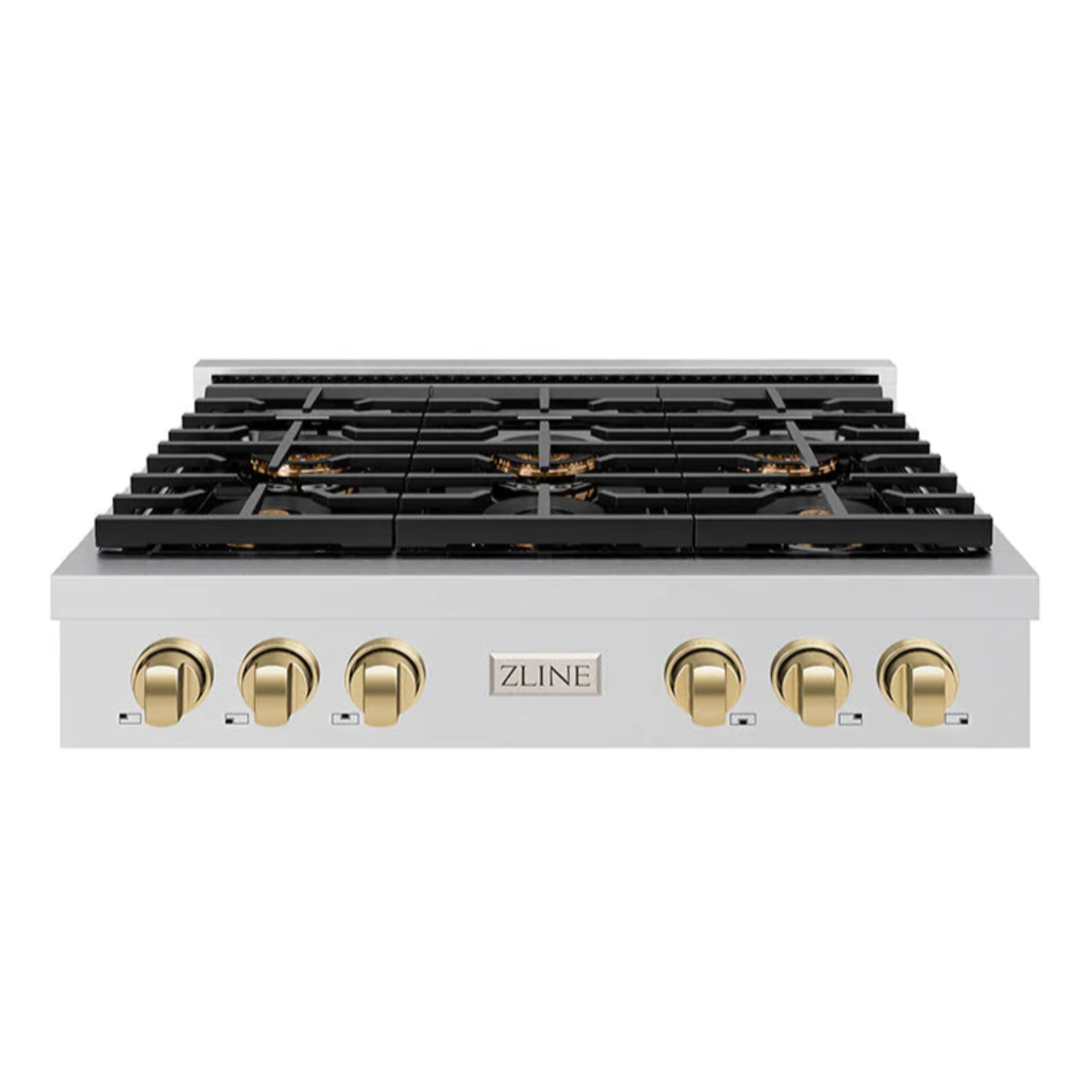 ZLINE Autograph Edition 36-Inch Paramount Gas Rangetop with 6 Burner DuoPro鈩?Cooktop in Stainless Steel and Champagne Bronze Accents (PSRTZ-36-CB)