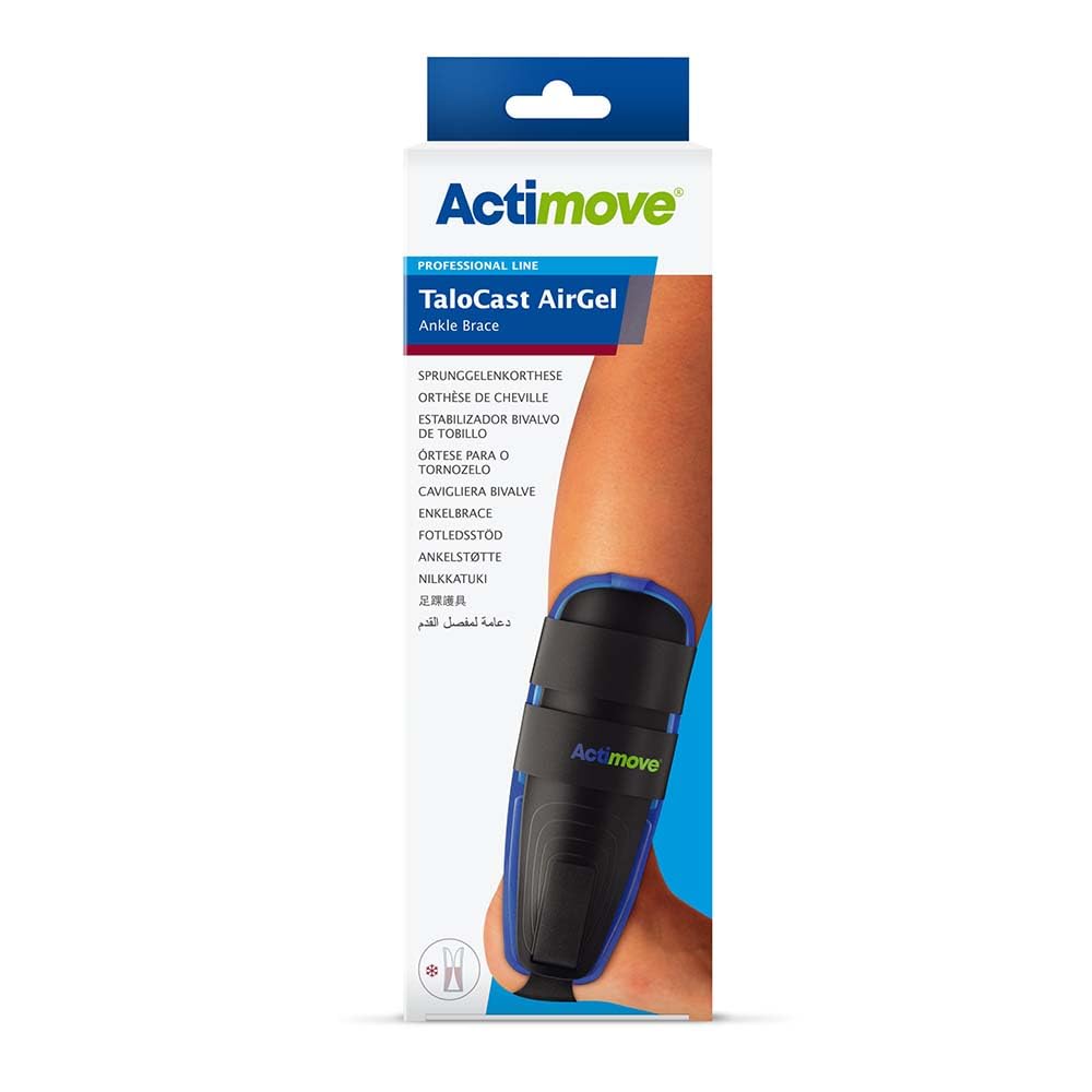 Actimove Professional TaloCast AirGel Ankle Brace | Lightweight Ankle Support for Sprained Ankle, Achilles Tendonitis, Plantar Fasciitis, & Injured Foot | Unisex, Black - Choose Your Size