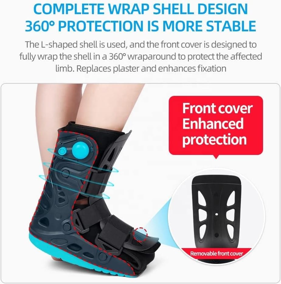KEULEN Fracture Boot, Achilles Tendon Rupture Rehabilitation Shoes, Double Airbag Protection, Breathable Ankle Fracture Walking Short Boot Brace, for Sprained Ankle Foot Pain Recovery Broken Foot