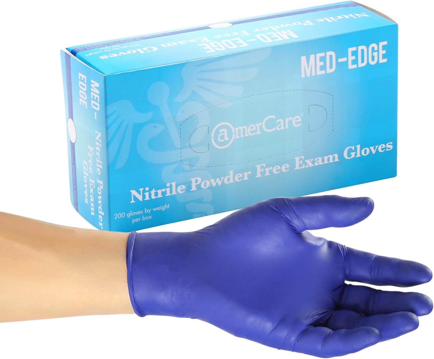AmerCare Verge-Med Powder Free Nitrile Exam Gloves for Medical Professionals, Extra Large, Case of 2000