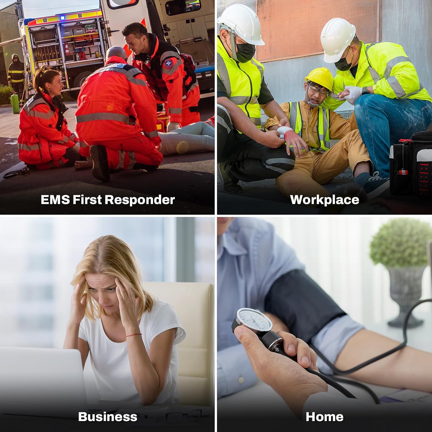 RHINO RESCUE First Responder First Aid Kit Fully-Stocked EMT Bag, Professional EMT/EMS Trauma Medical Kit, Molle System & Reflective Stripe, 300+ First Aid Supplies, Suits for Business, Home (Red)