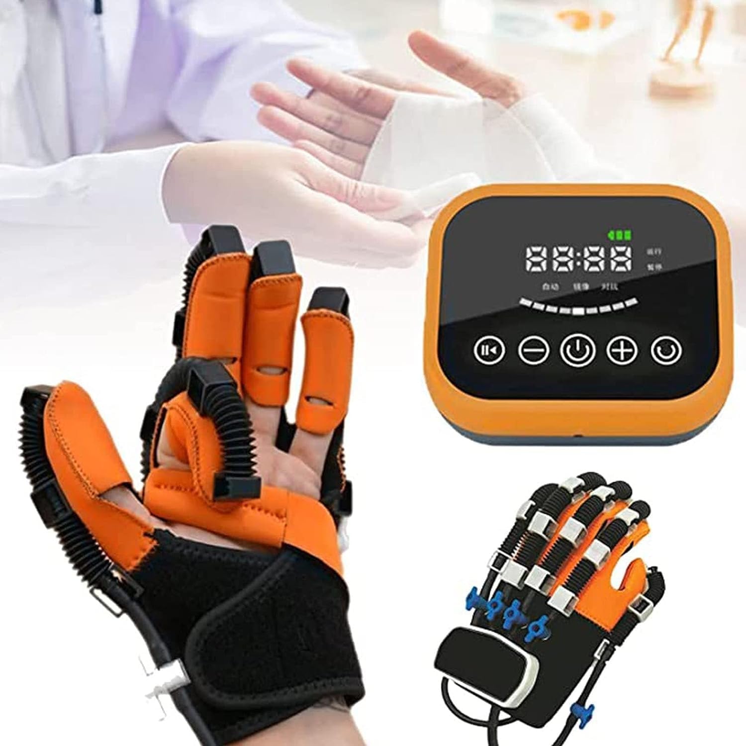Hand Rehabilitation Robot Gloves Rehabilitation Robot Gloves, Stroke Hemiplegia Rehabilitation Training Equipment, Finger Straightening Brace Guard Protector, for Hand Function Recovery (Color : Righ
