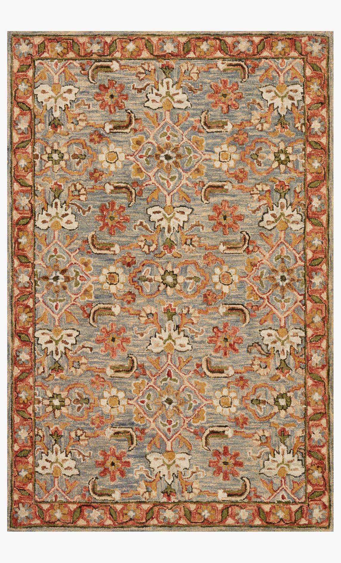 Loloi Victoria Collection - Traditional Hooked Rug in Slate & Terracotta (VK-10)