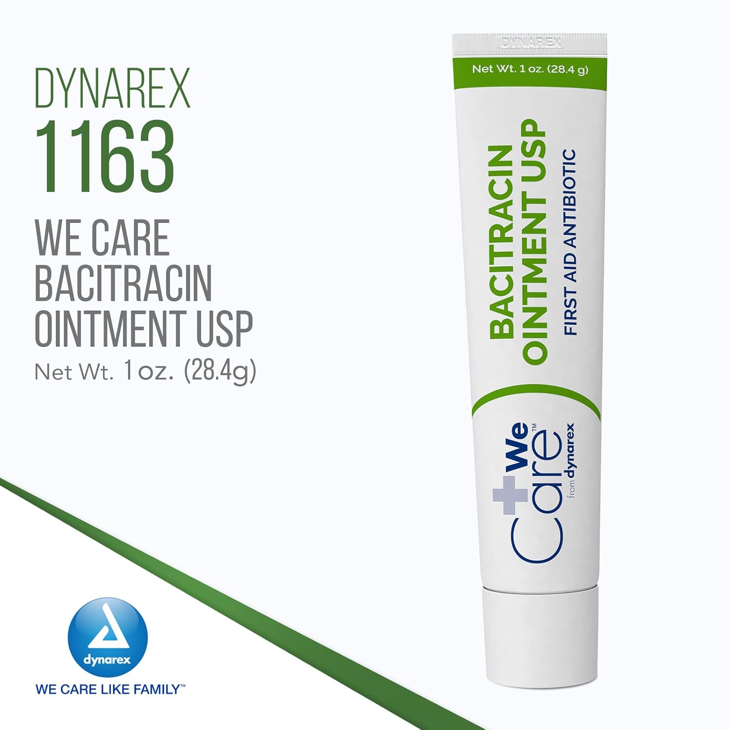 Dynarex Bacitracin Topical Ointment USP - First Response Wound Care Supplies for Minor Cuts, Scrapes & Burns - Helps Keep Wounds Clean - 1 Case - 72 Count, 1 oz. Tubes