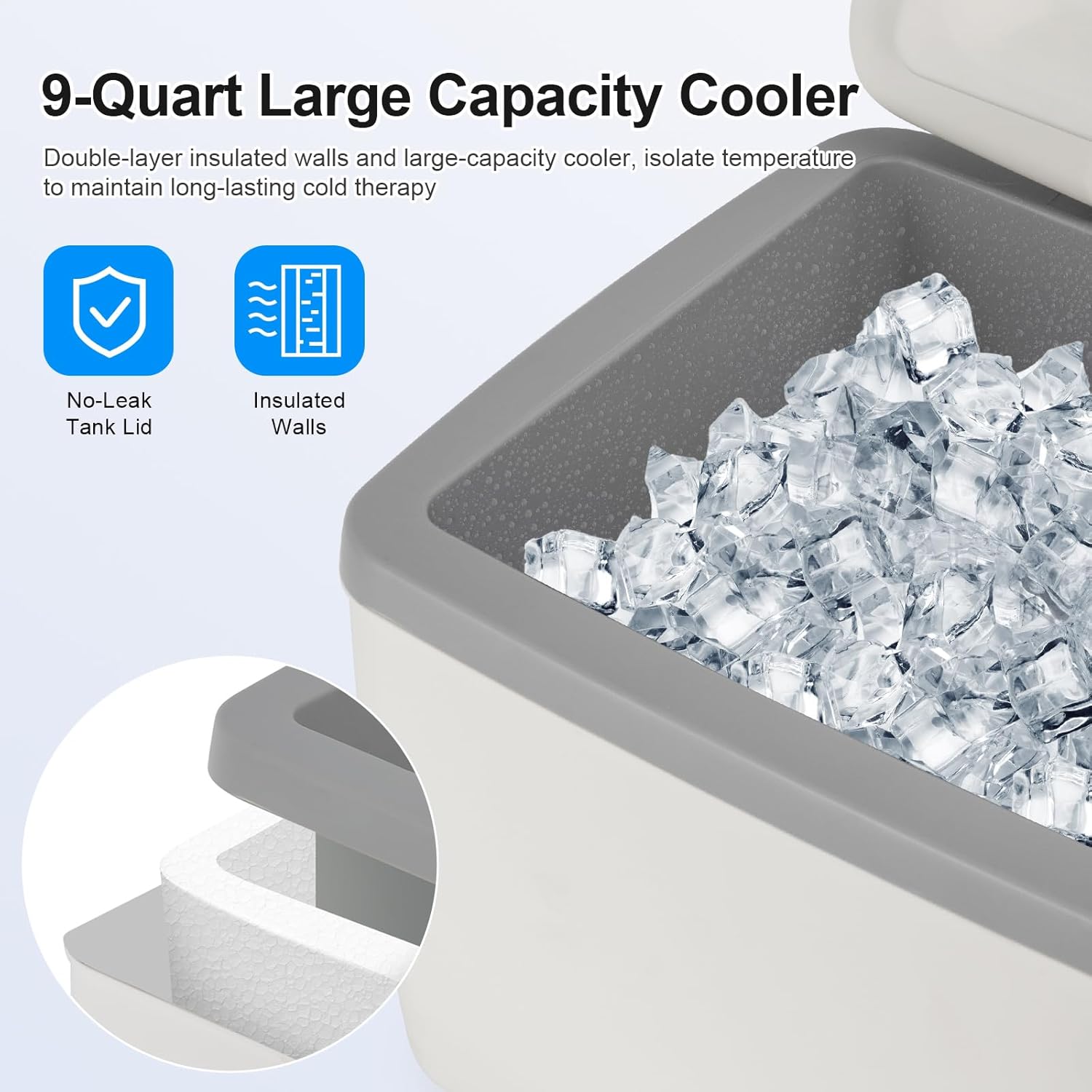 Ice Therapy Machine for Knee Surgery Recovery Cold Therapy Machine Ice Machine with Timer, Leak-Proof Knee Pads Adjustable Straps, Quiet Pump