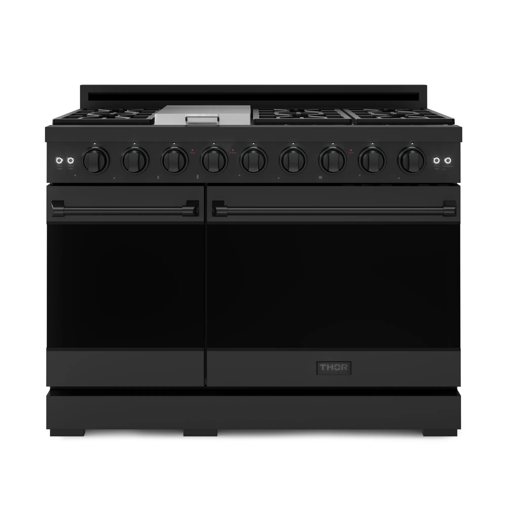 Gordon Ramsay by Thor Kitchen 48-Inch Professional Natural Gas Range with 6.8 Cu. Ft. Double Oven in Black (RSG48EB)