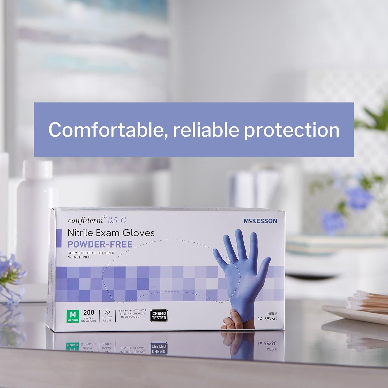 McKesson Confiderm 3.5C Nitrile Latex-Free MED Exam Gloves, Medium, Chemo Tested, Powder-Free, 200/BX (CASE of 10)