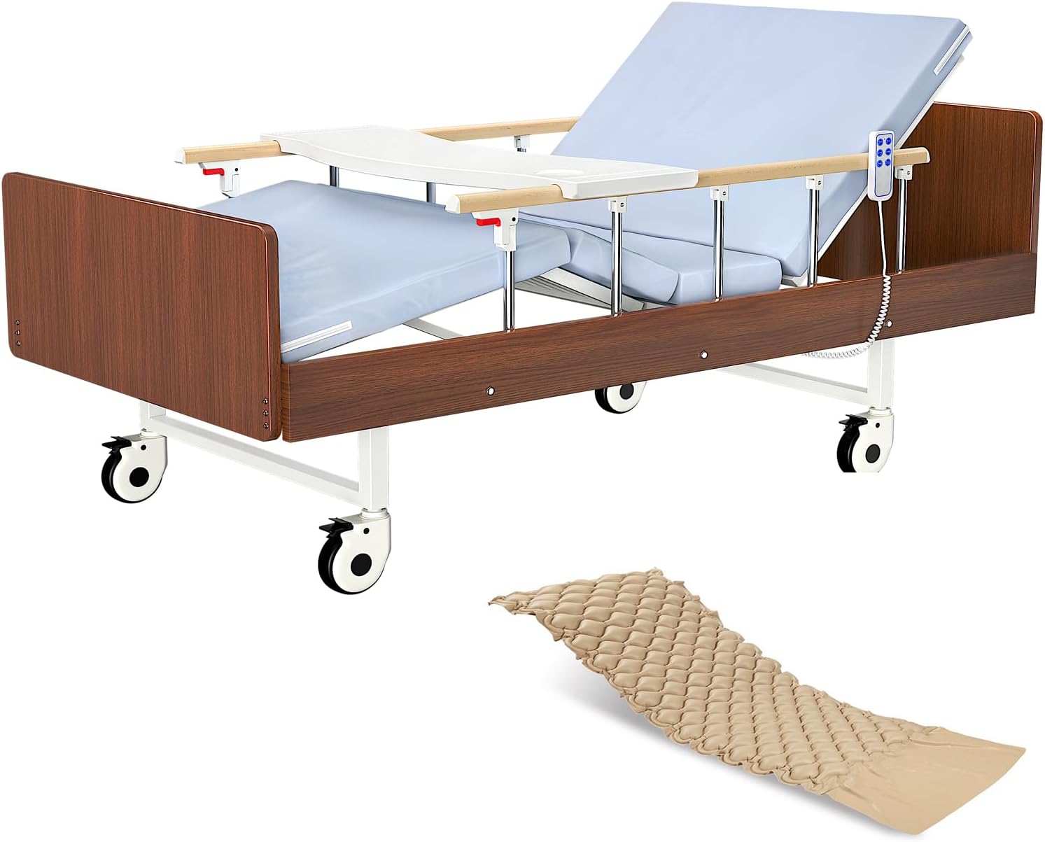 Fully Electric Hospital Bed for Home Use with Premium Mattress and Rails, Adjustable Bed, HomeCare Hospital Beds Set