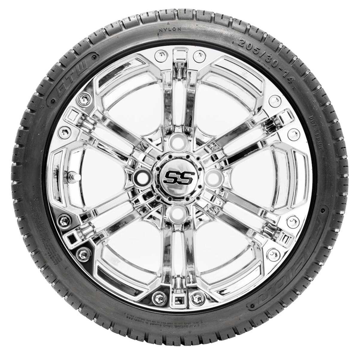 14” GTW Specter Chrome Wheels with Fusion DOT Street Tires – Set of 4