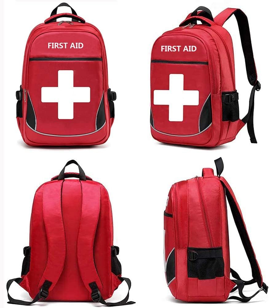 First Aid Bag Empty Red Emergency Medical Bag First Responder Trauma Multi-Pocket Traveling Field Trips Camping Essentials (Red, Pack of 10)