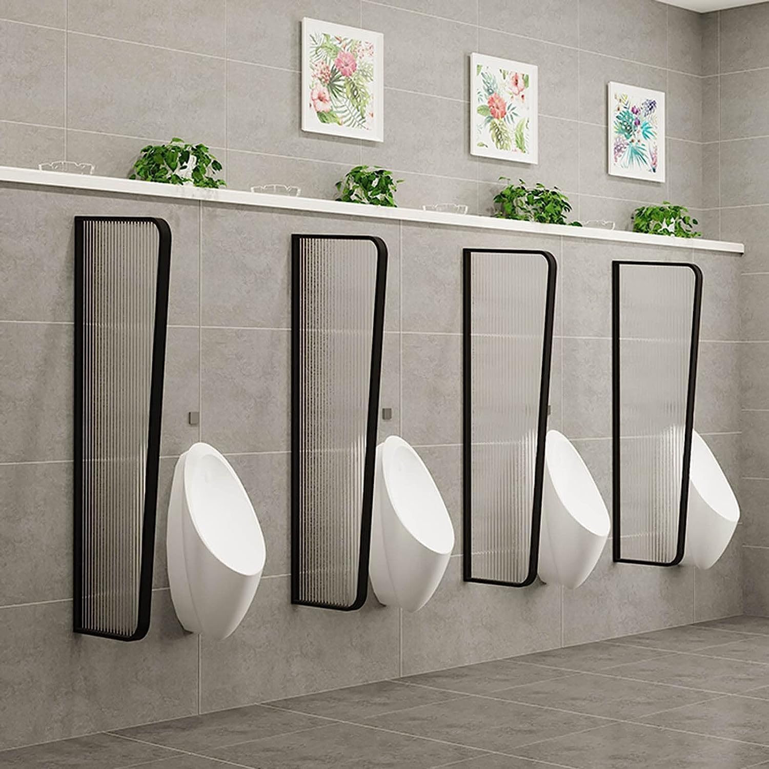 BTZHY Urinal Screen Toilet Partition, Urinal Partition Wall-Mounted Men Urinal Privacy Screen， Urinal Screen Toilet Partition Protection Divider Room Dividers，Stainless Steel Frame Glass Panel，Use