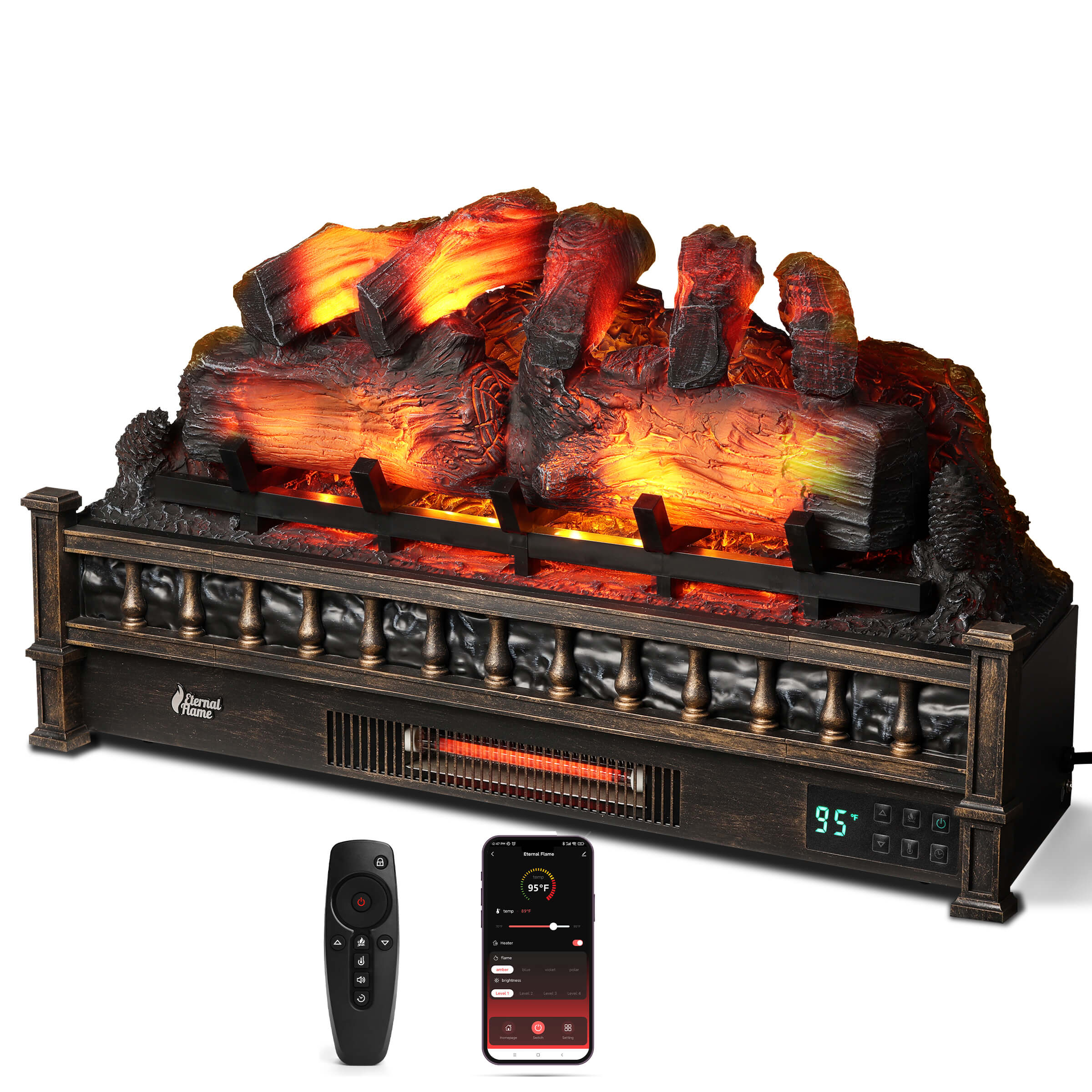 TURBRO Eternal Flame EF30-PB Electric Fireplace Logs (707-98-157AWIFI)