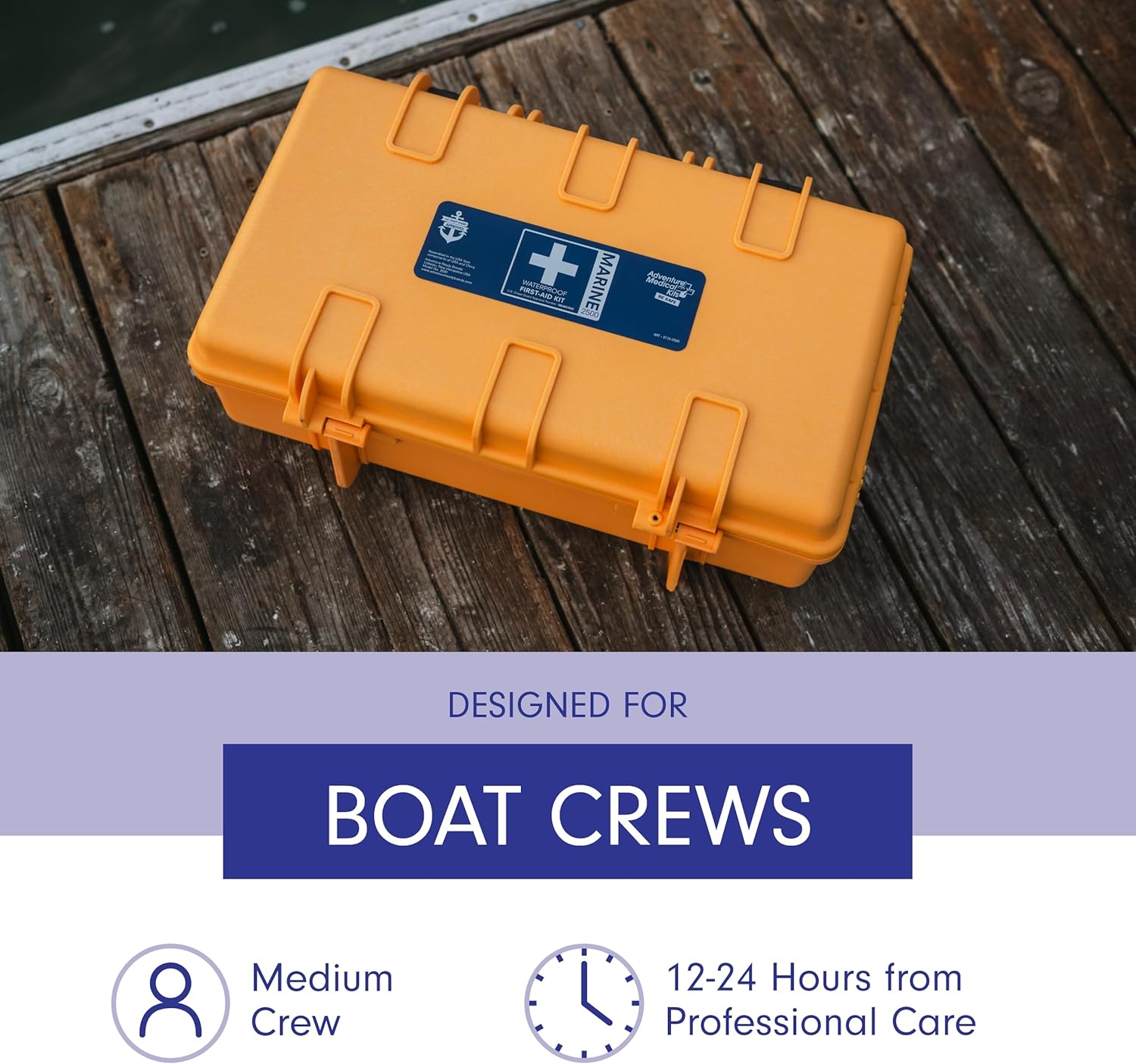 Adventure Medical Kits Marine Series Medical Kit - 2500 - Boat First Aid Kit For Medium Crews 24 Hours From Care - Includes Emergency Medical Supplies Like Bandages, Medicine, Guide Book & More