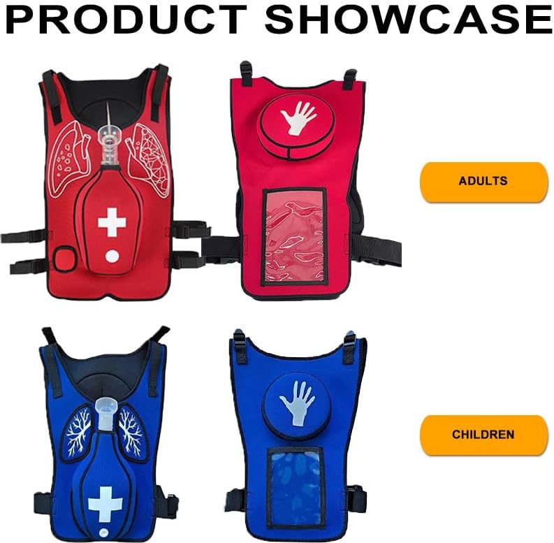 Anti Choking Obstruction Trainer Vest, Airway Obstruction Simulation Training Wearing Vest, Adjustable Shoulder Straps and Waist Belt, for Nurse Blue