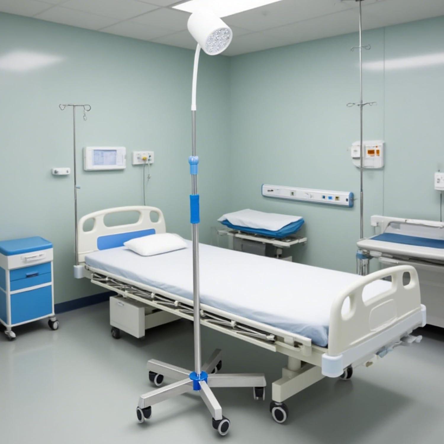 12W Mobile LED Examination Light Floor-Standing Surgical Lighting Light Adjustable Brightness and Height Suitable for Gynecological and Surgical Use