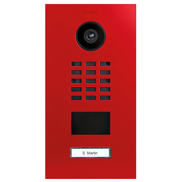 DoorBird D2101V IP Video Door Station, 1 Call Button in Pure Red, RAL 3028