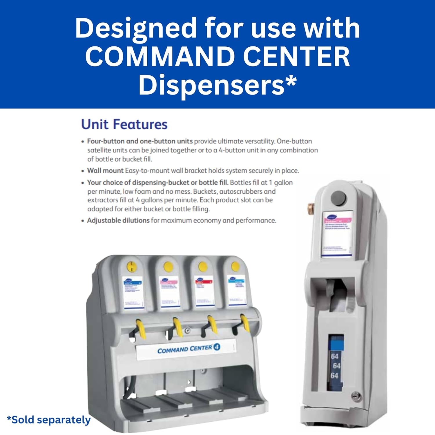 VIREX Diversey II 256 5271416 Disinfectant Cleaner and Deodorant, Hospital Grade Floor Cleaner with Mint Scent, Command Center Concentrate, 1.5-Gallon