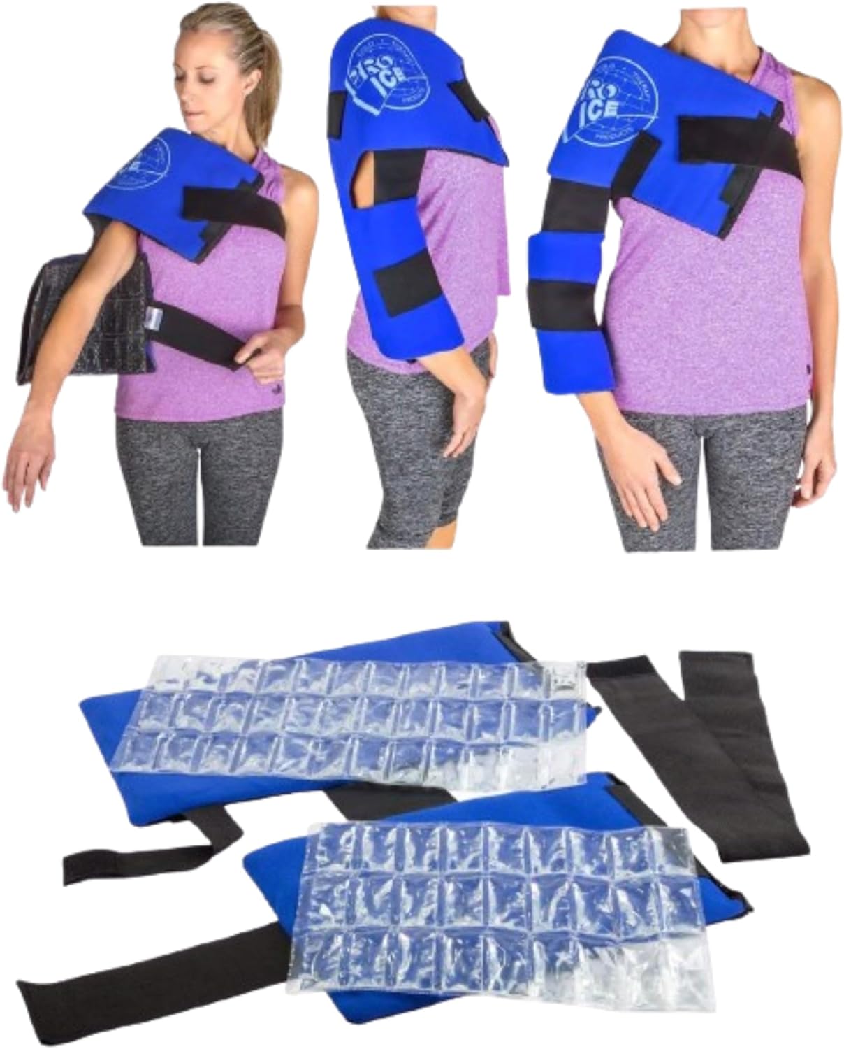 Pro Ice Shoulder Ice Pack Wrap - Elbow Ice Pack Wrap, Shoulder Ice Pack Wrap Rotator Cuff Cold Therapy + Ice Pack Inserts PI 200 & PI-201