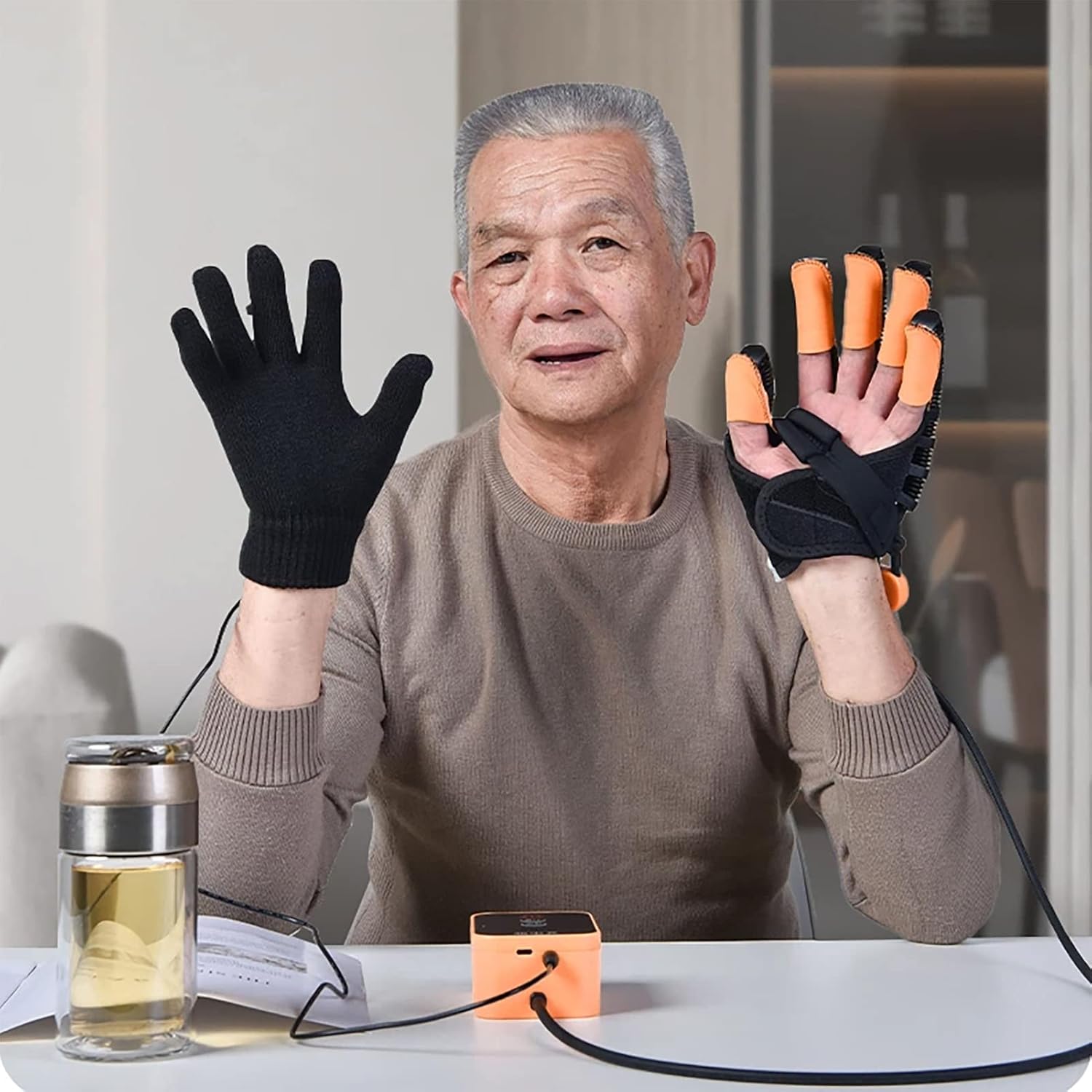 Self-Training Rehabilitation Robot Gloves, Stroke Hand Splint Assistive Training Equipment, Help Hand Finger Function Recovery Finger Straightening(Size:M Code,Color:Right 3)