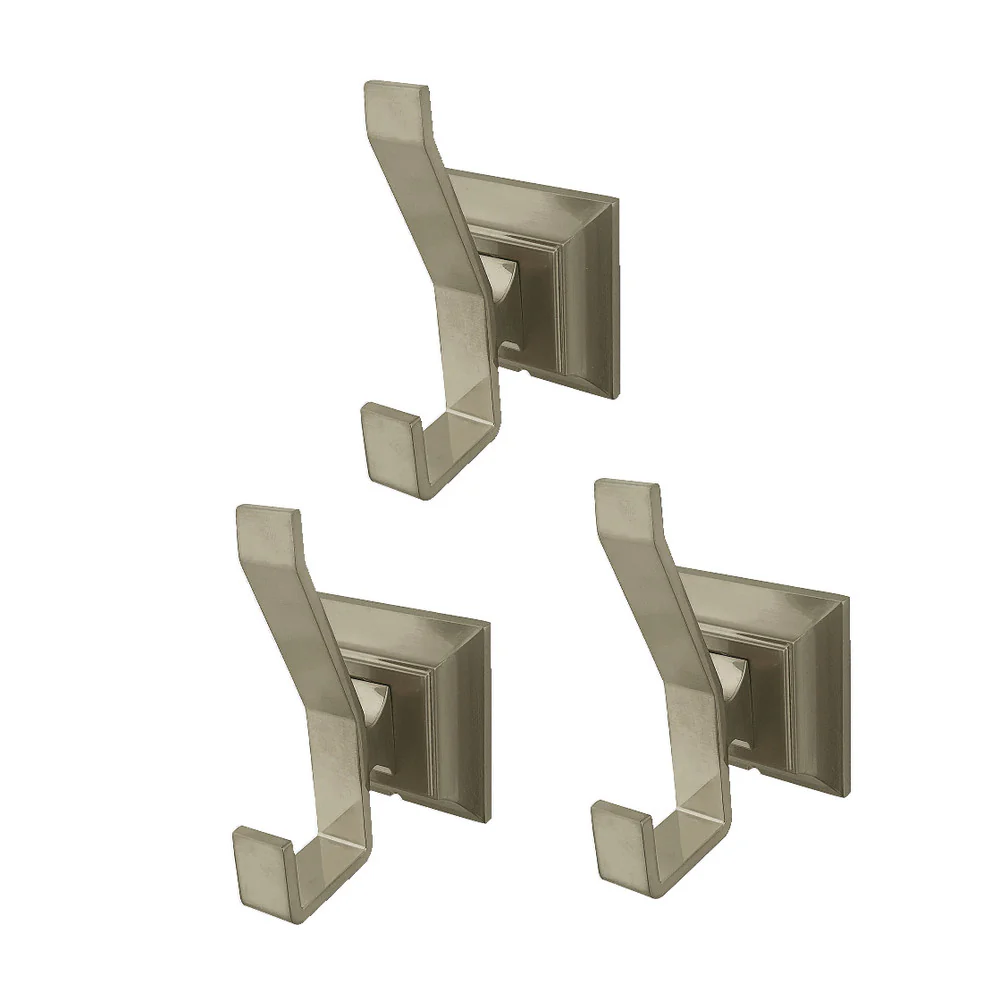 Kingston Brass Monarch 3-Piece Bathroom Robe Hook/Towel Hook, Brushed Nickel (BAHK6127SN)