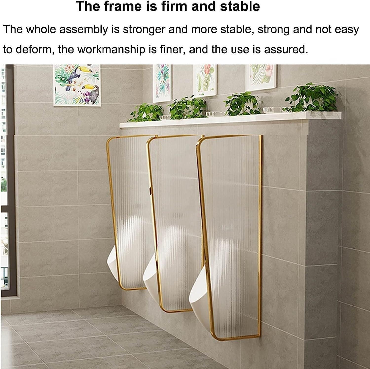 BTZHY Urinal Screen Toilet Partition, Urinal Partition Wall-Mounted Men Urinal Privacy Screen， Urinal Screen Toilet Partition Protection Divider Room Dividers，Stainless Steel Frame Glass Panel，Use