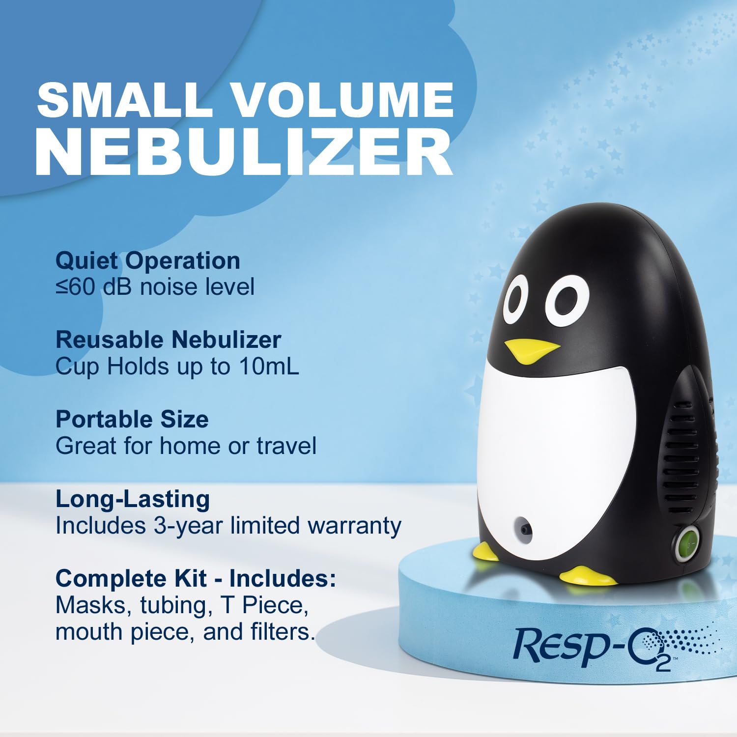Dynarex 34405 Resp-O2 My Penguin Compressor Nebulizer, Pack of 4
