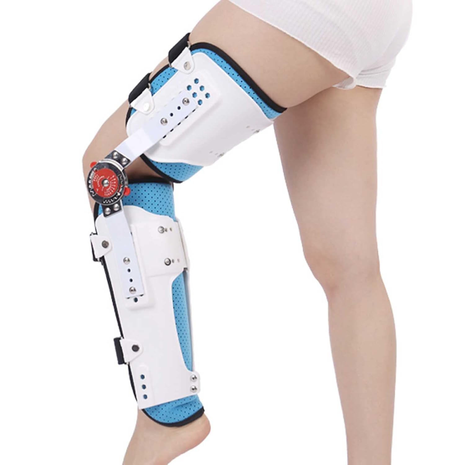 Adult Hinged Leg Knee Brace, Hinged Immobilizer for Ligament Injury, Orthosis Stabilizer Post Op Adjustable Recovery Support for Orthopedic Rehab (Left-One Size