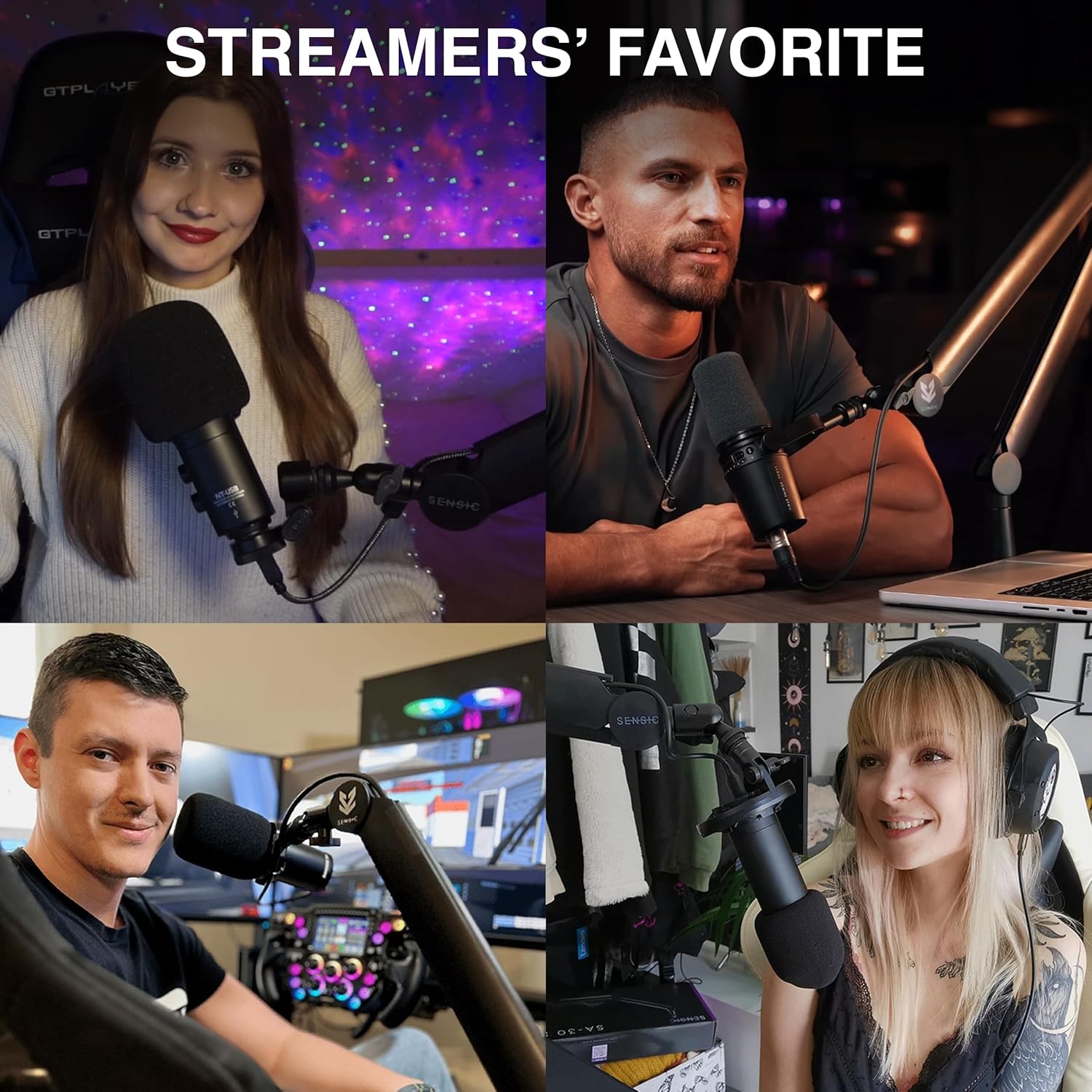 Sensic SA-30 Microphone Boom Arm, 360° Rotatable Mic Stand with 6 inch riser, Microphone Holder with 1/4