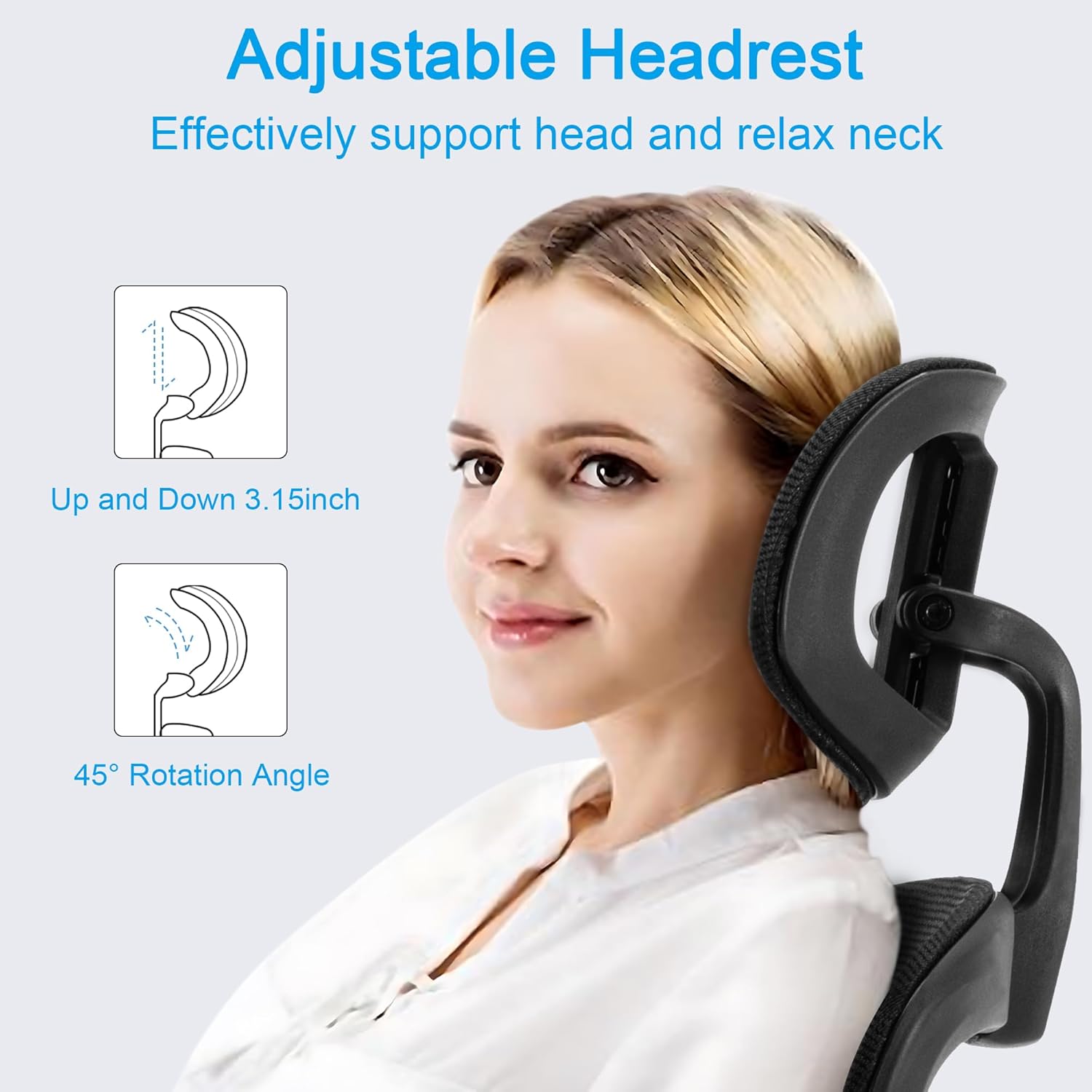 VECELO Swivel Ergonomic High Back Mesh Office Chair with Adjustable Headrest Armrest, Backrest Tilt Function, Lumbar Support for Executive/Computer Desk/Task Work