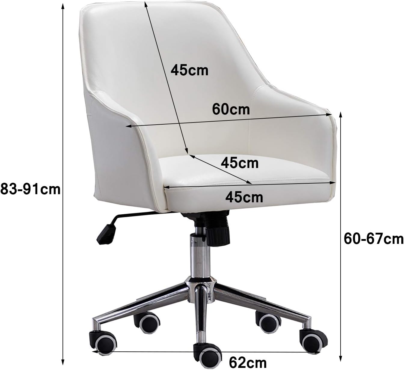 Computer Desk Chair, Executive Chairs, Ergonomic Desk Chair Pu Leather with Lumbar Support Armrest Swivel Adjustable Task Chair,White