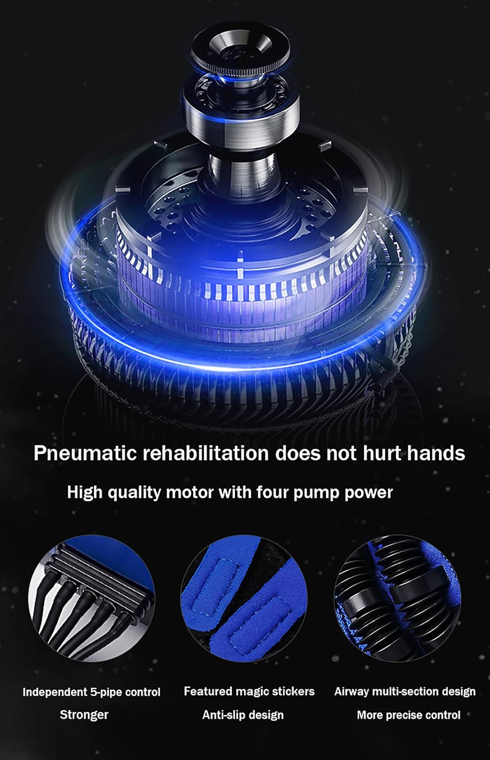 Rehabilitation Robot Gloves Both Hands Finger Rehabilitation Five-Finger Training AI Smart Chip Integrated Touch Screen Electric Rehab& Physical Therapy Gloves(Size:M Code,Color:Both Hands)