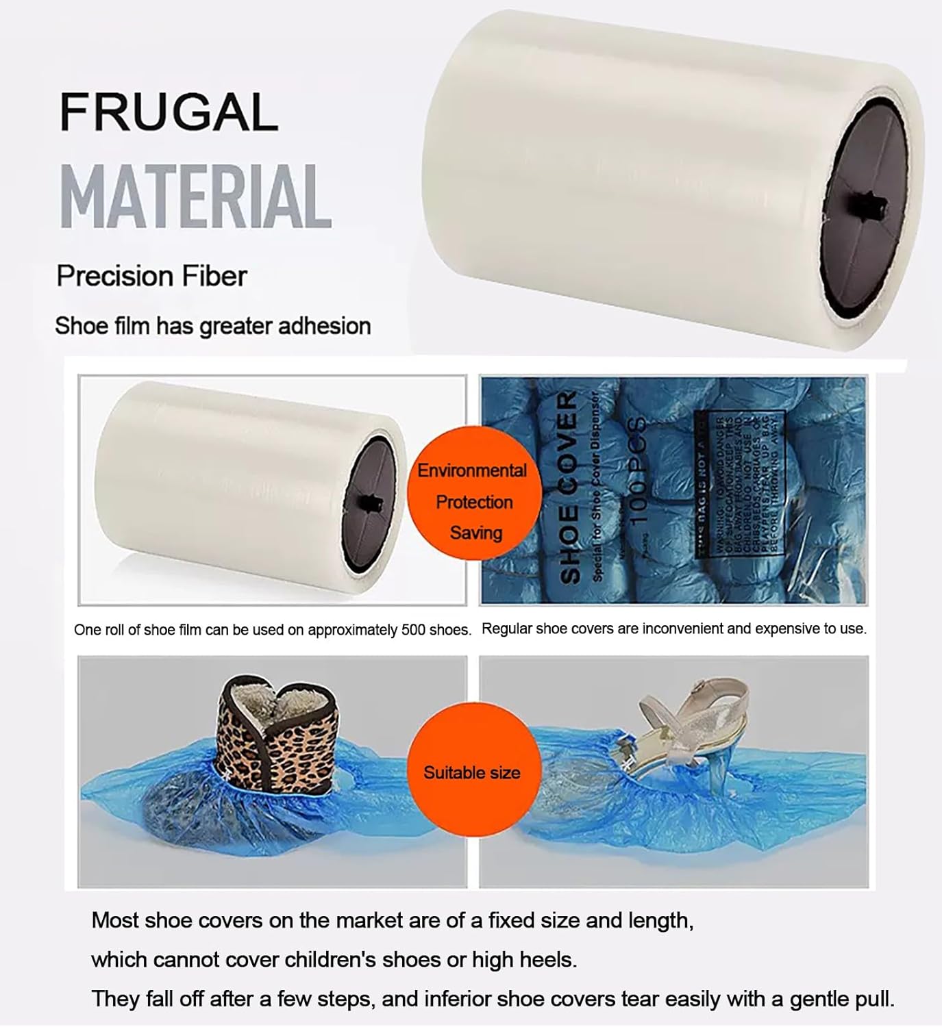 Automatic Foot Pedal Shoe Cover Dispenser with 3 Rolls Film - Portable Dispenser Disposable Shoe Film Machine