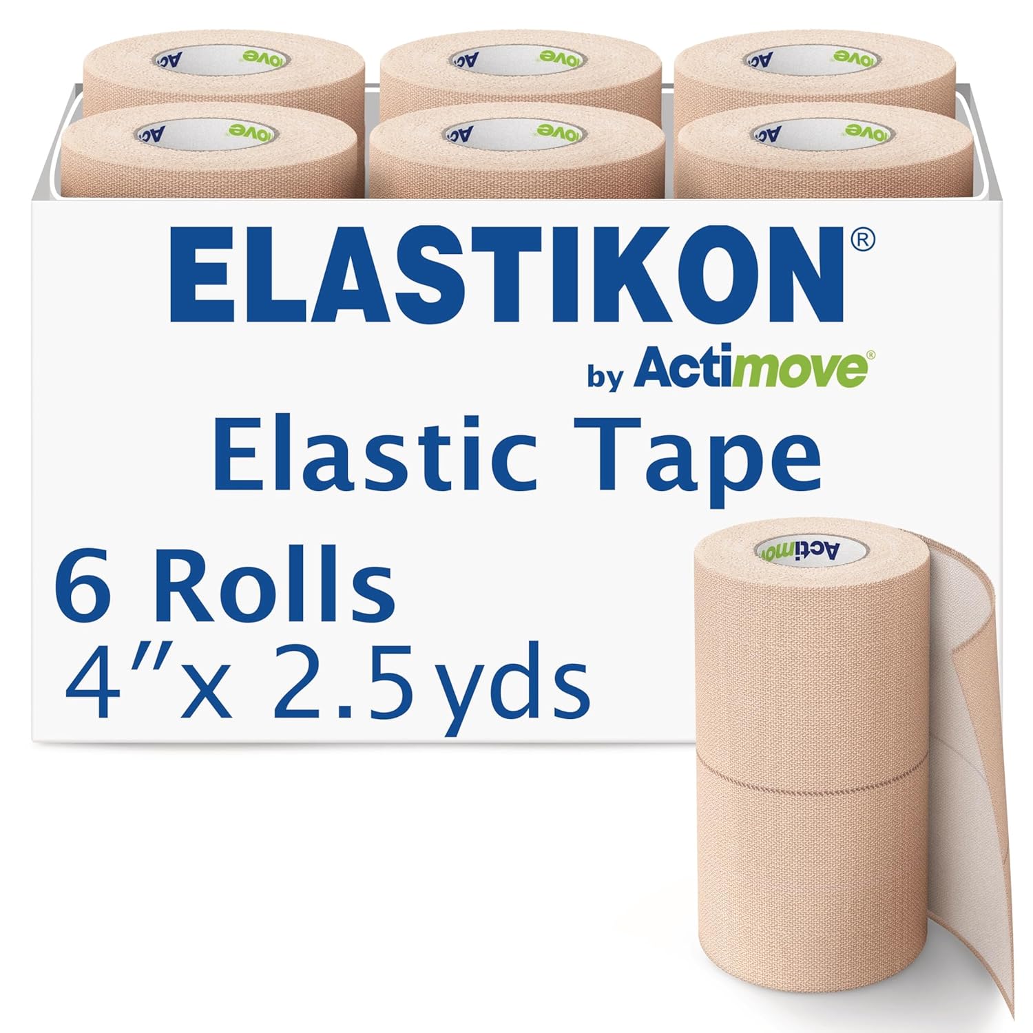 Elastic Athletic Tape - Provides Support for Sprains, Strains, Muscle Injuries - for Sport and Veterinary Applications - 4 in x 2.5 yd, 6 Rolls