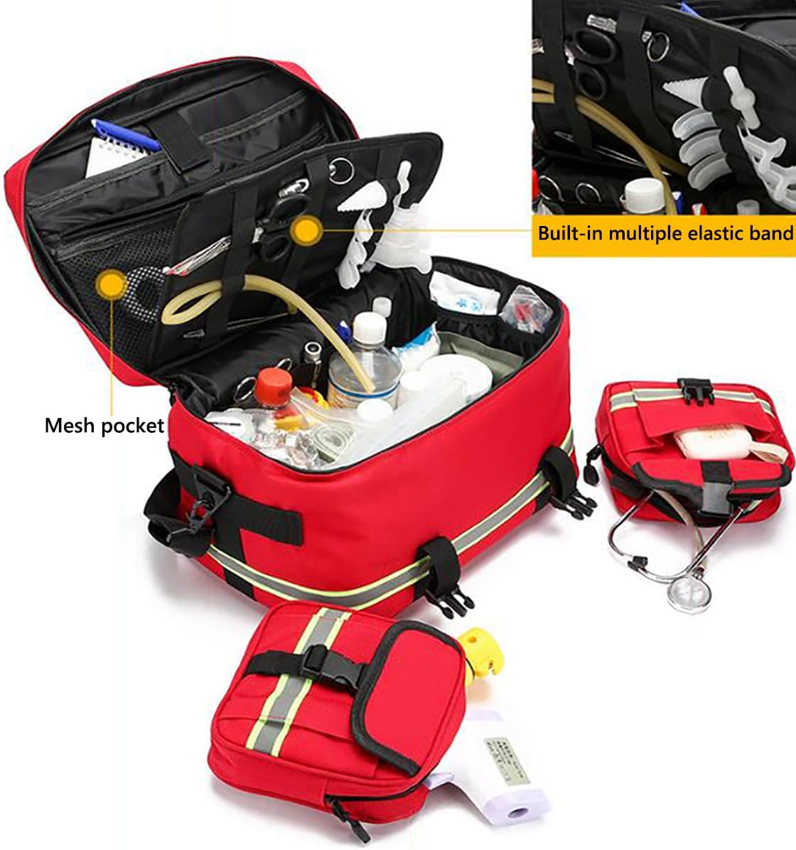 First Aid Bag Home Health Nurse Bag Empty, Professional Medical Bag Emergency Responder Trauma Bag Portable Medical Supplies Shoulder Bag, Ideal for EMT, EMS, Paramedics, Bag Only(F)