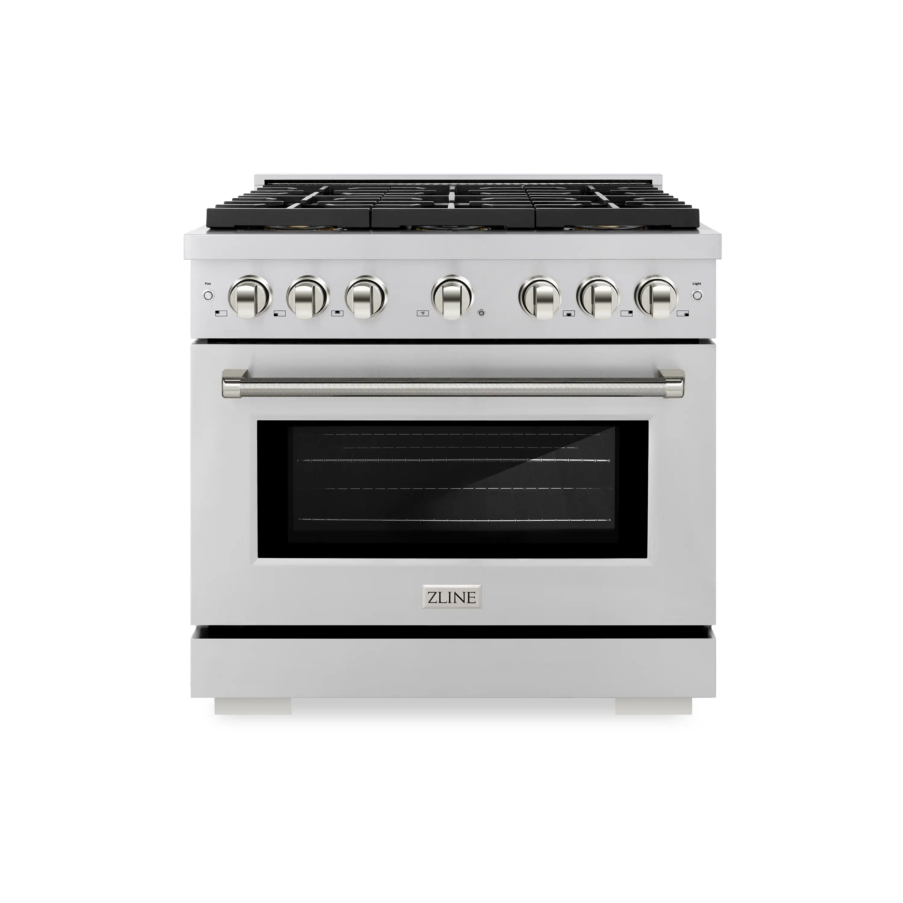 ZLINE Autograph 36-Inch Paramount DuoPro Gas Range in Stainless Steel with Nickel Helix Handle (PSGRZ-36-KPN)