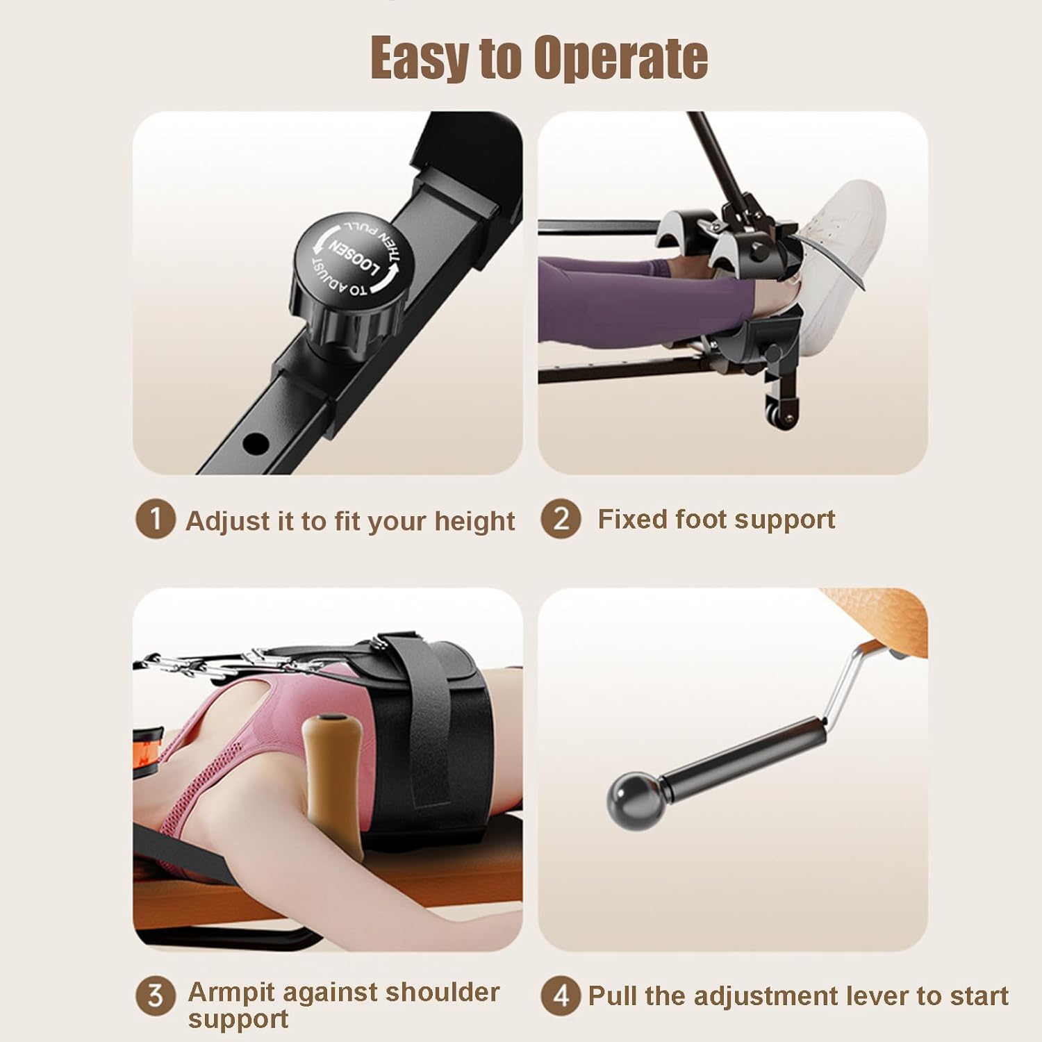 Massage Traction Bed Table, Cervical Lumber Spine Back Stretcher Traction Bed for Tension Relief, Back Decompression- Up to 287 lbs Weight Capacity, Adjustable Length from 55 to 73 inches (Grey)