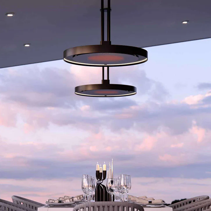 Bromic Eclipse Smart-Heat Electric Pendant Heater + Dimmable LED Lighting Rail + 24-In. Twin Pole