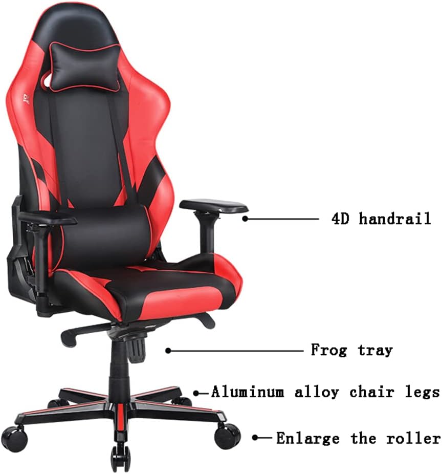 Gaming Chair Racing Style Armchair,Swivel High Back Footrest with Headrest Lumbar Support Flip Up Arms Headrest Pu Leather Executive High Back Computer Chair Comfortable,Blue