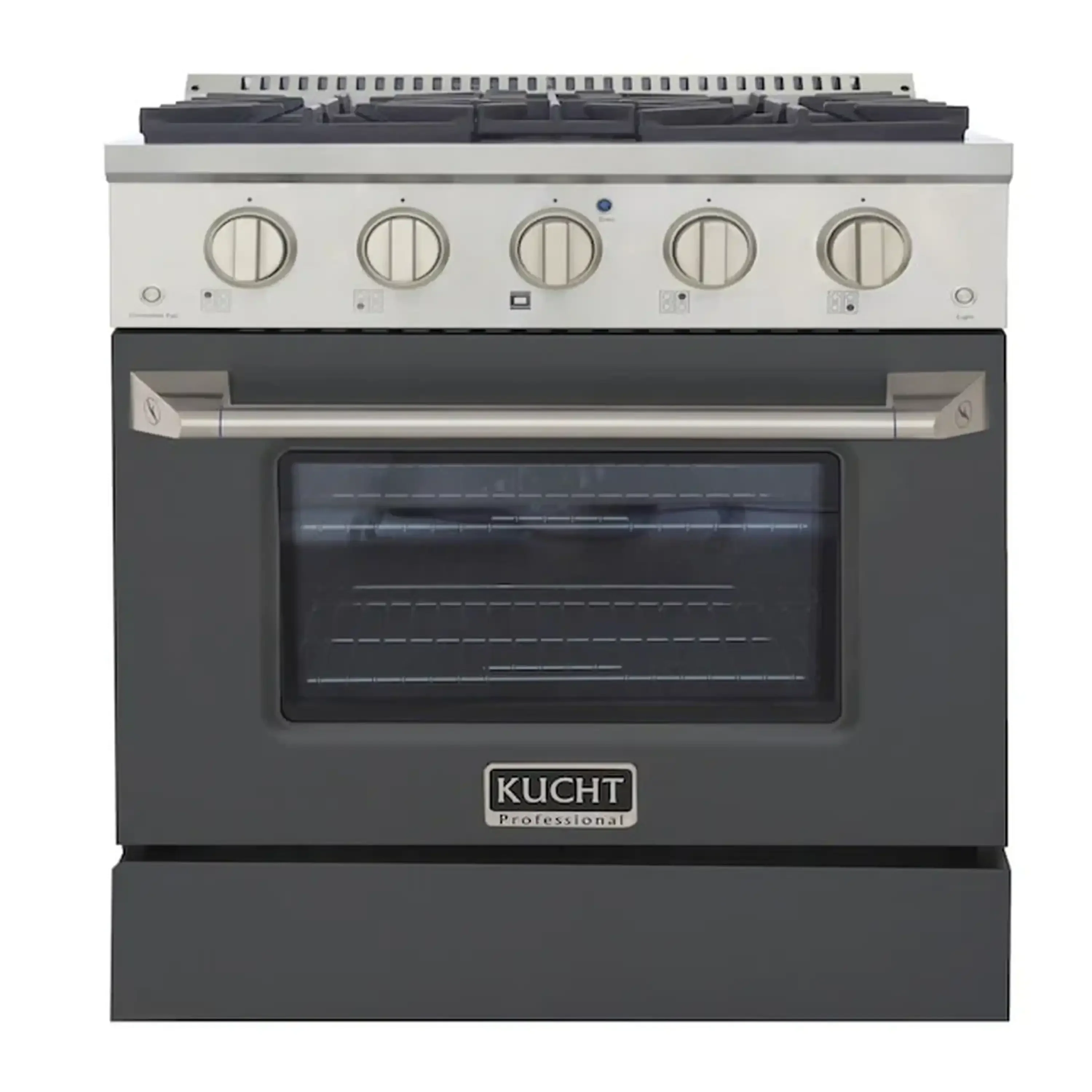 Kucht 30-Inch Pro-Style Dual Fuel Range with 4.2 cu. ft. Electric Oven and 4 Gas Burners in Gray (KDF302-GR)